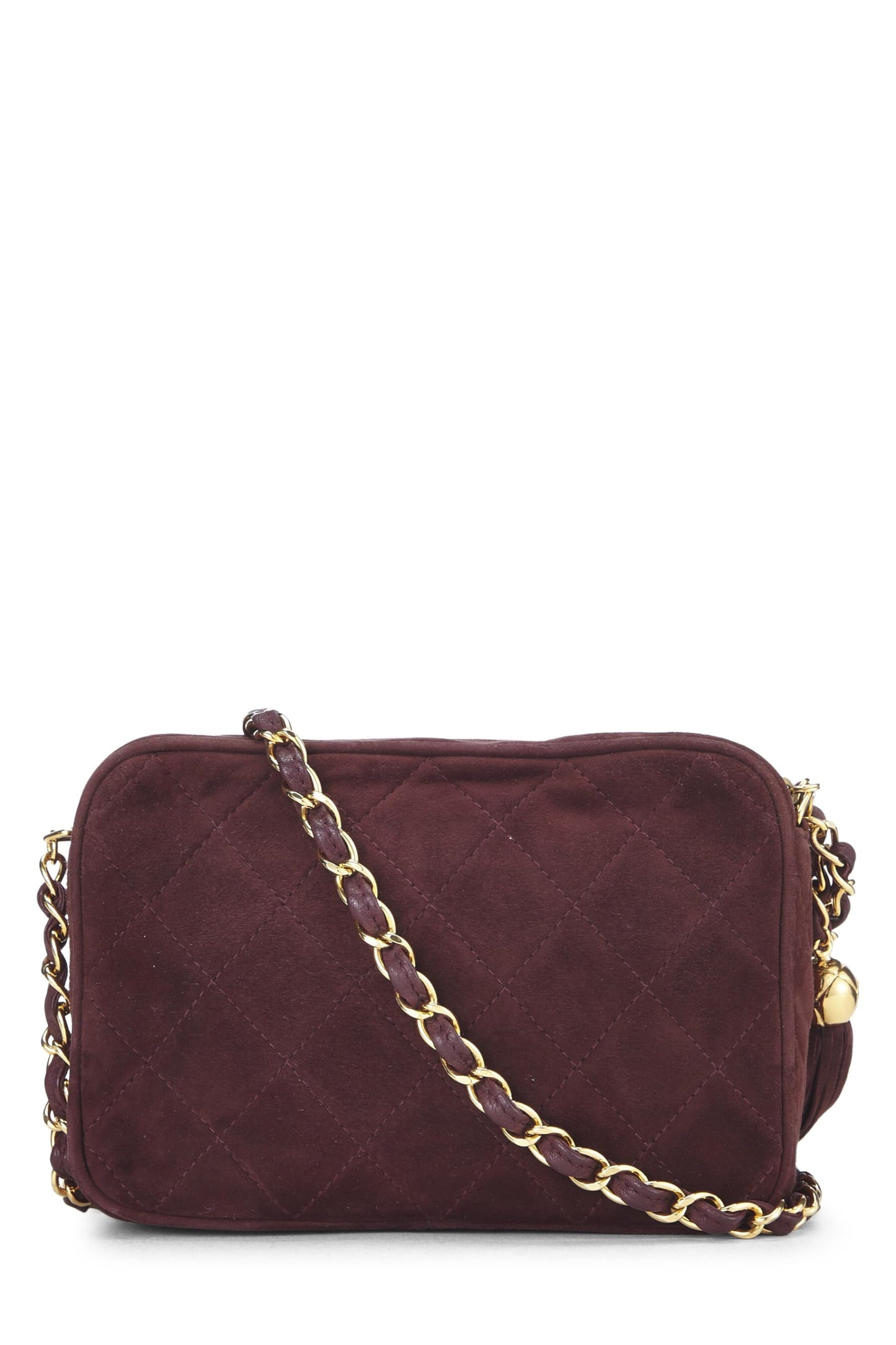 Chanel,  Red Quilted Suede Diamond 'CC' Camera Bag Medium, Red