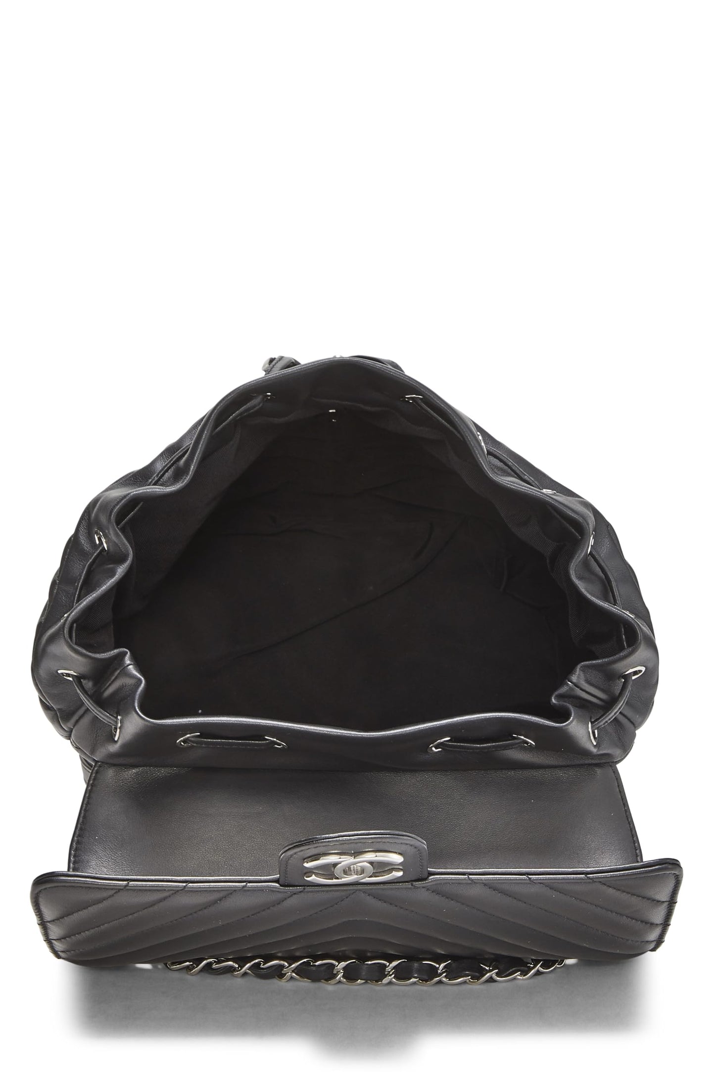 Chanel,  Black Chevron Lambskin Urban Spirit Backpack, Black