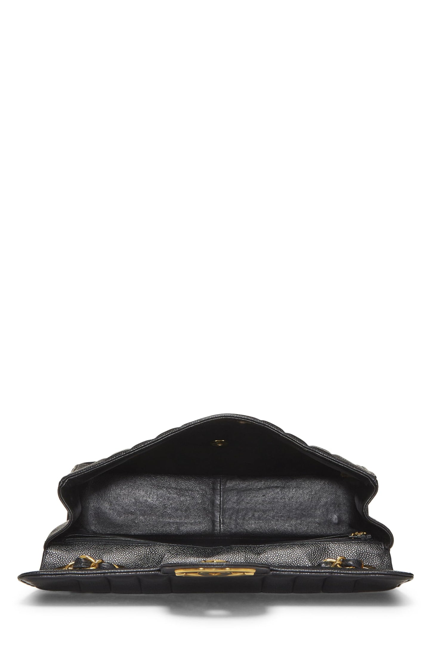 Chanel,  Black Caviar Vertical Half Flap Jumbo, Black