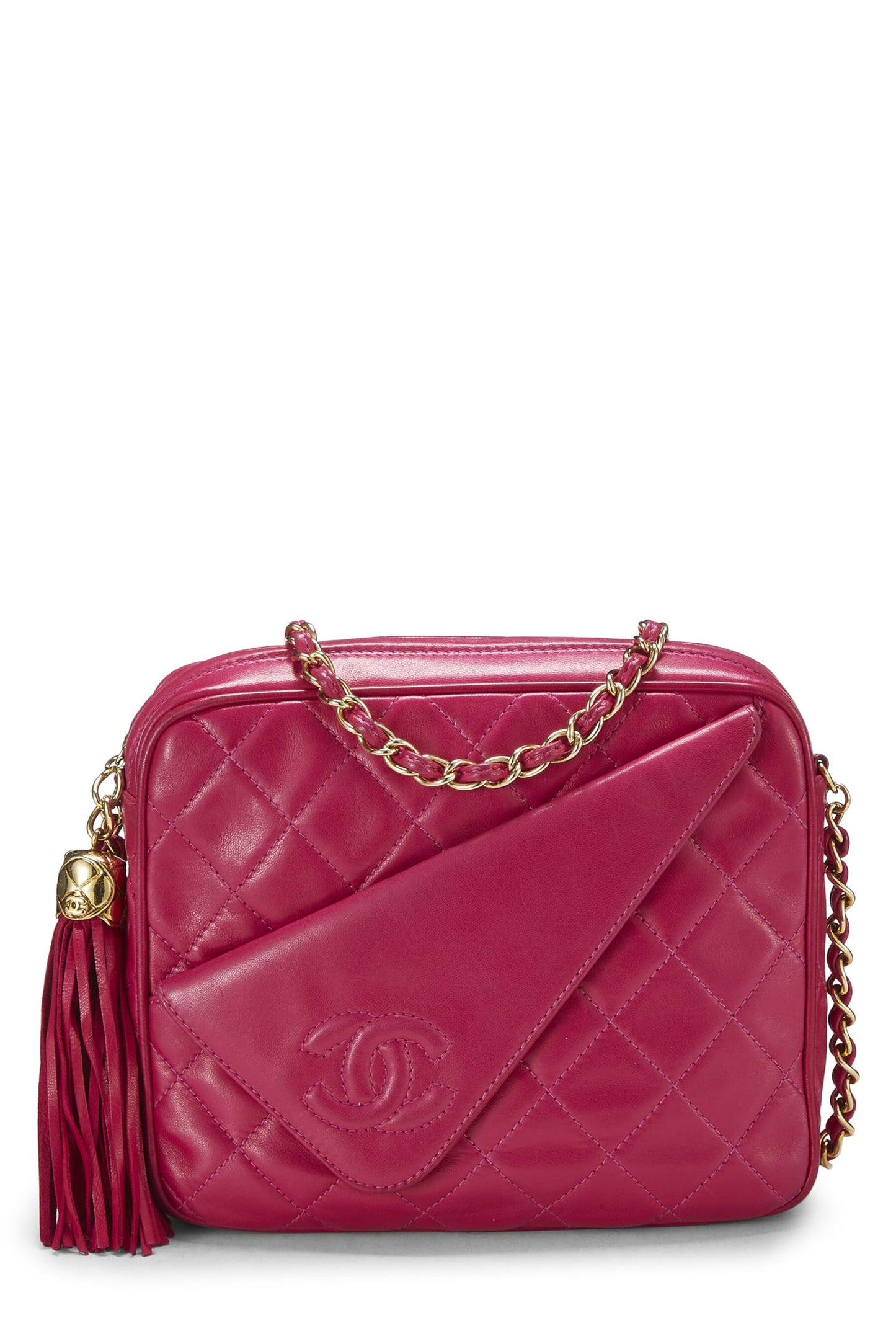 Chanel,  Pink Lambskin Diagonal Camera Bag Small, Pink