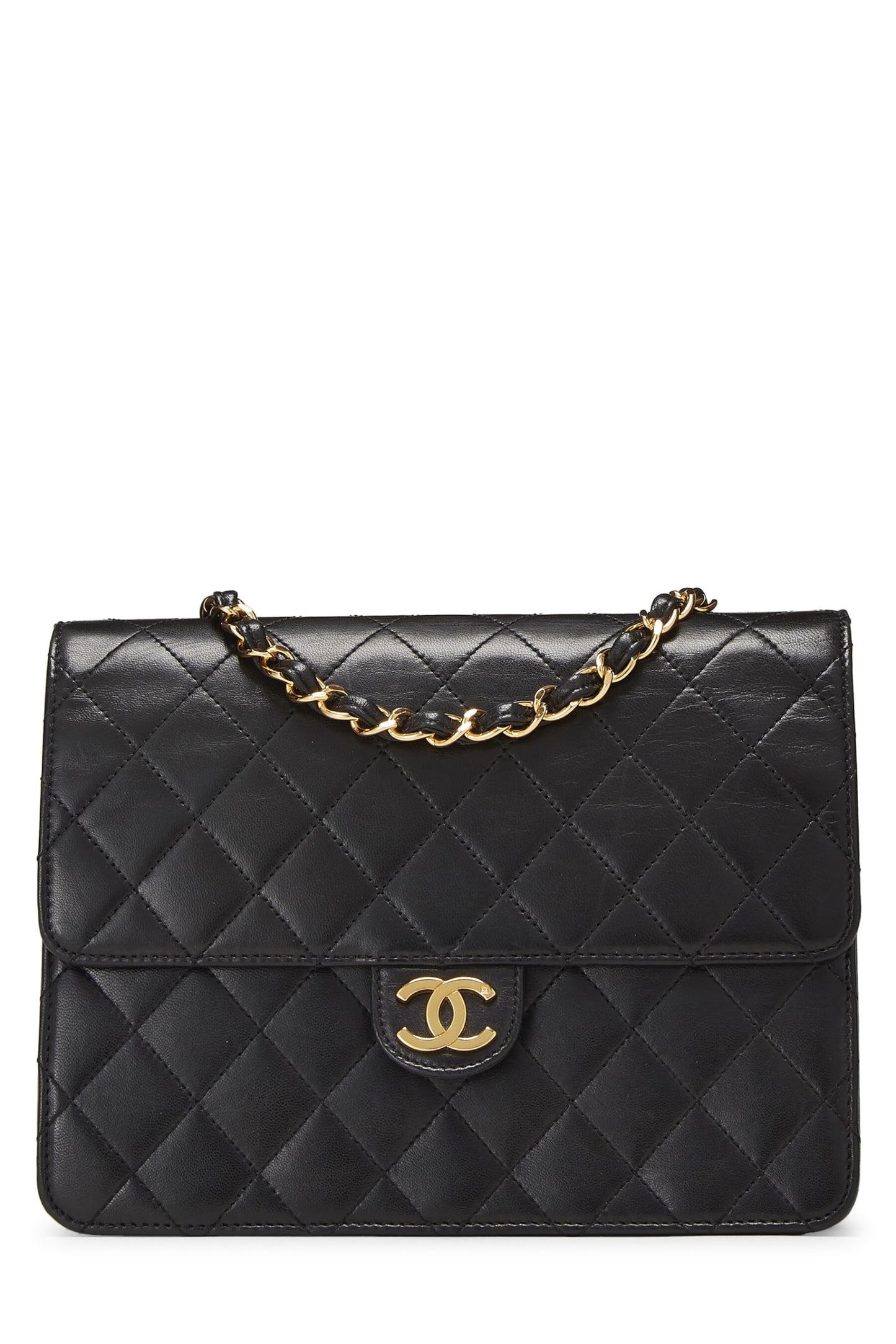 Chanel,  Black Lambskin Ex Flap Small, Black