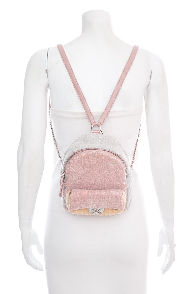 Luxury Chanel 2018 Multicolor Sequin Waterfall Tricolor Backpack