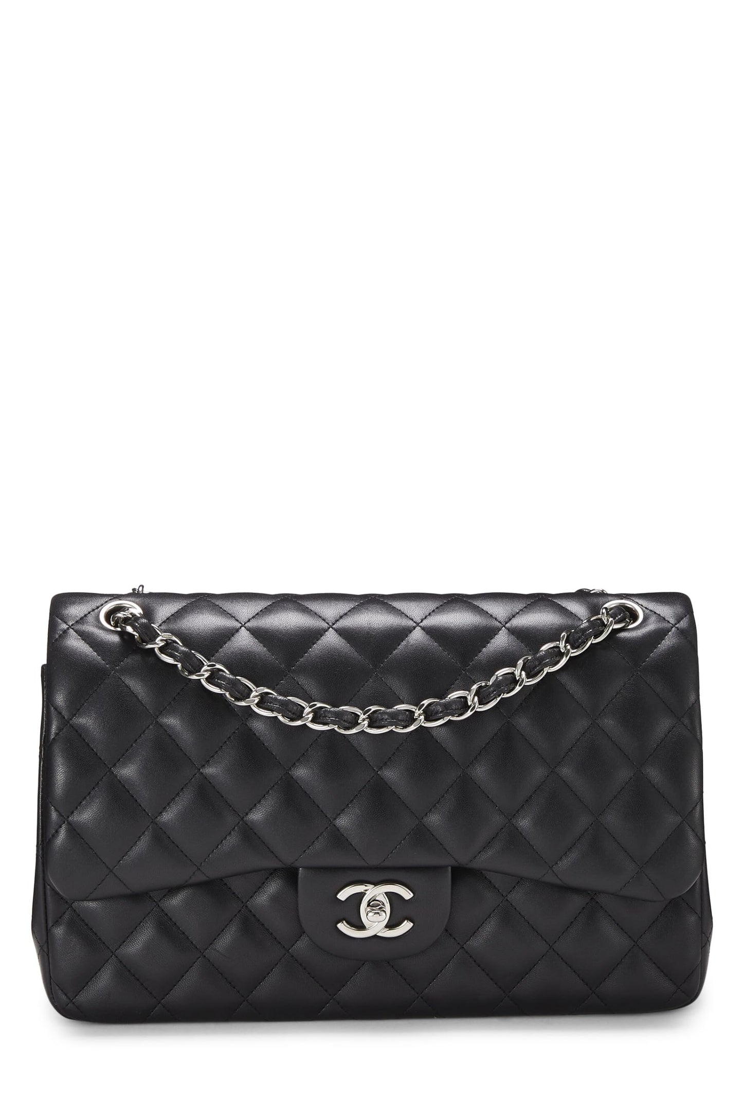 Chanel,  Black Quilted Lambskin New Classic Double Flap Jumbo, Black