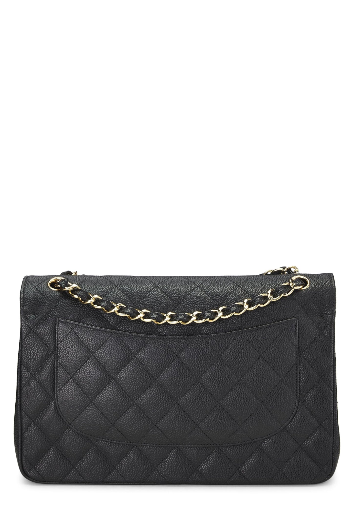 Chanel,  Black Quilted Caviar New Classic Double Flap Jumbo, Black