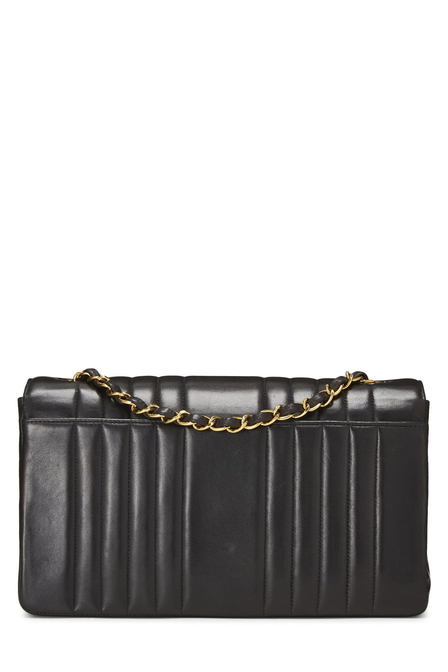 Chanel,  Black Lambskin Vertical Flap Medium, Black