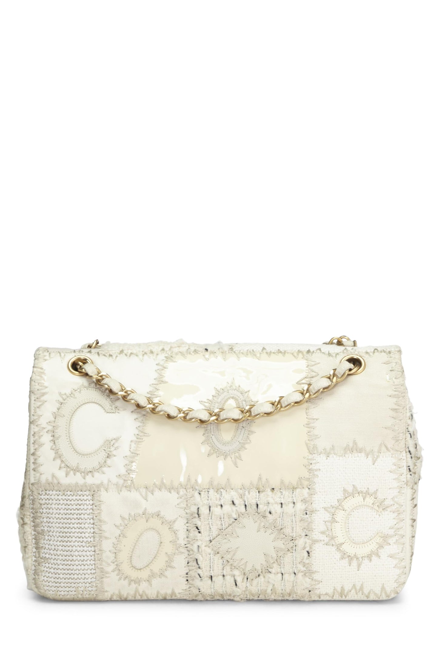 Chanel,  Cream Patchwork Half Flap Jumbo, White