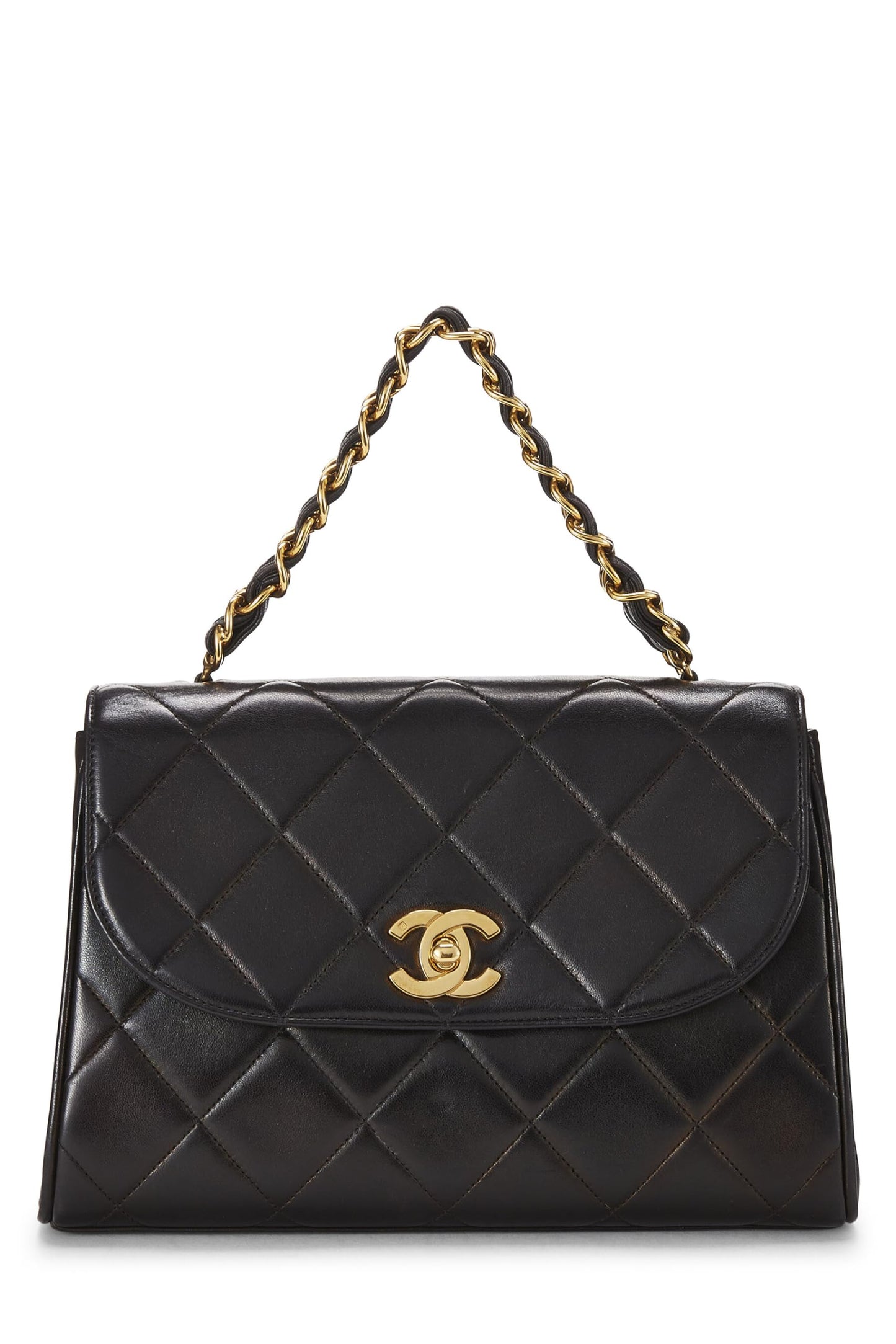 Chanel,  Black Quilted Lambskin Handbag Medium, Black