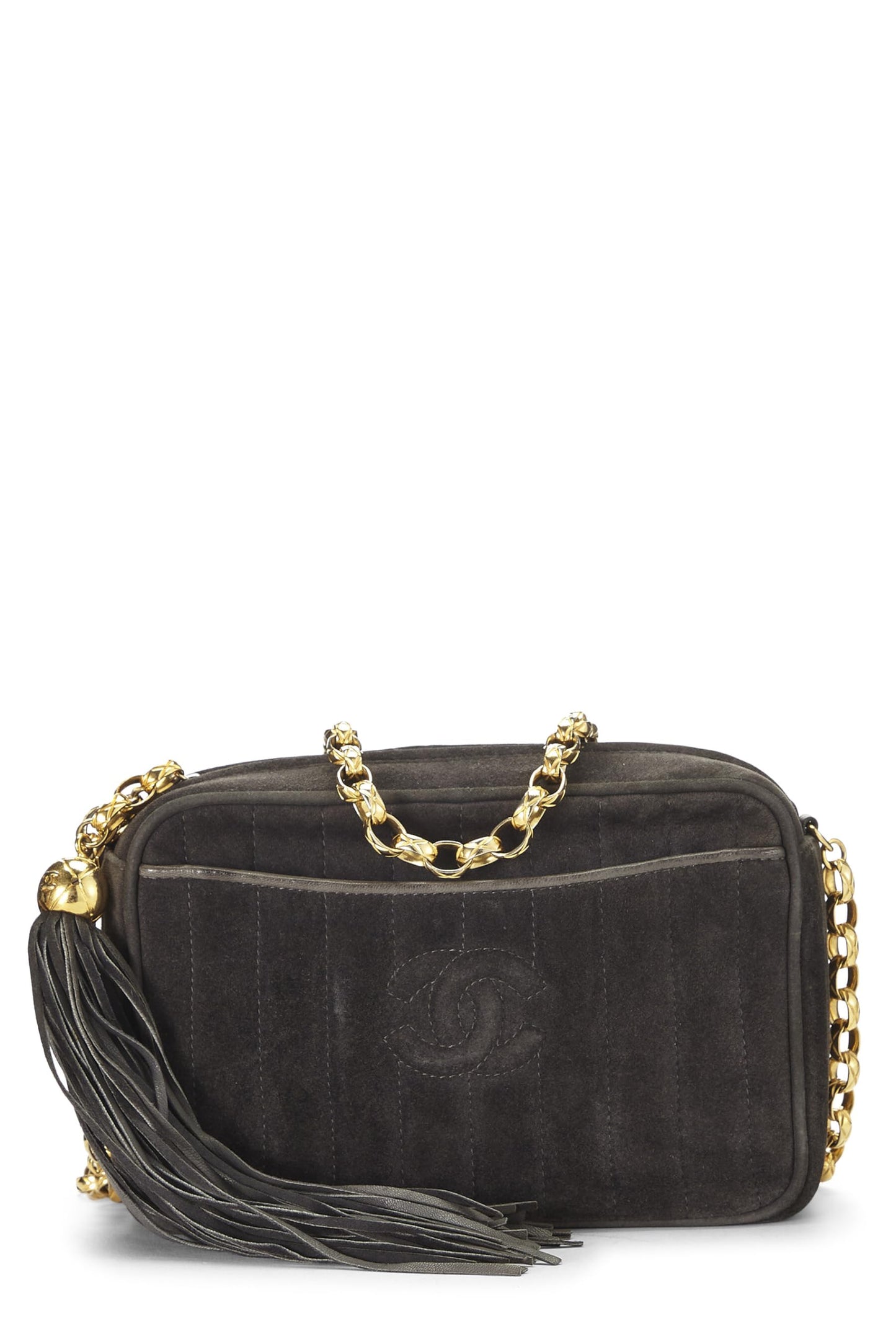 Chanel,  Grey Suede Pocket Camera Bag Mini, Grey