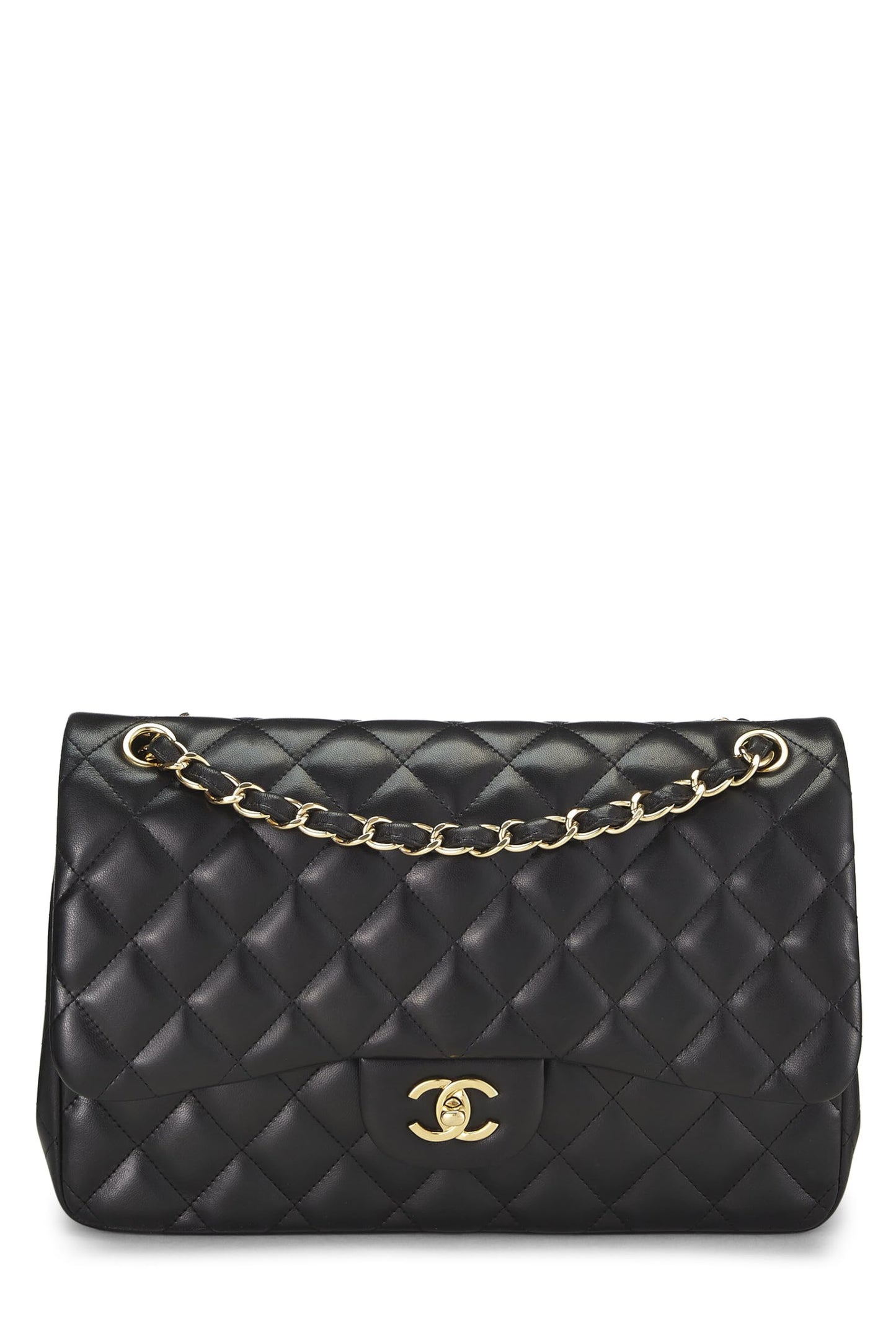 Chanel,  Black Quilted Lambskin New Classic Double Flap Jumbo, Black