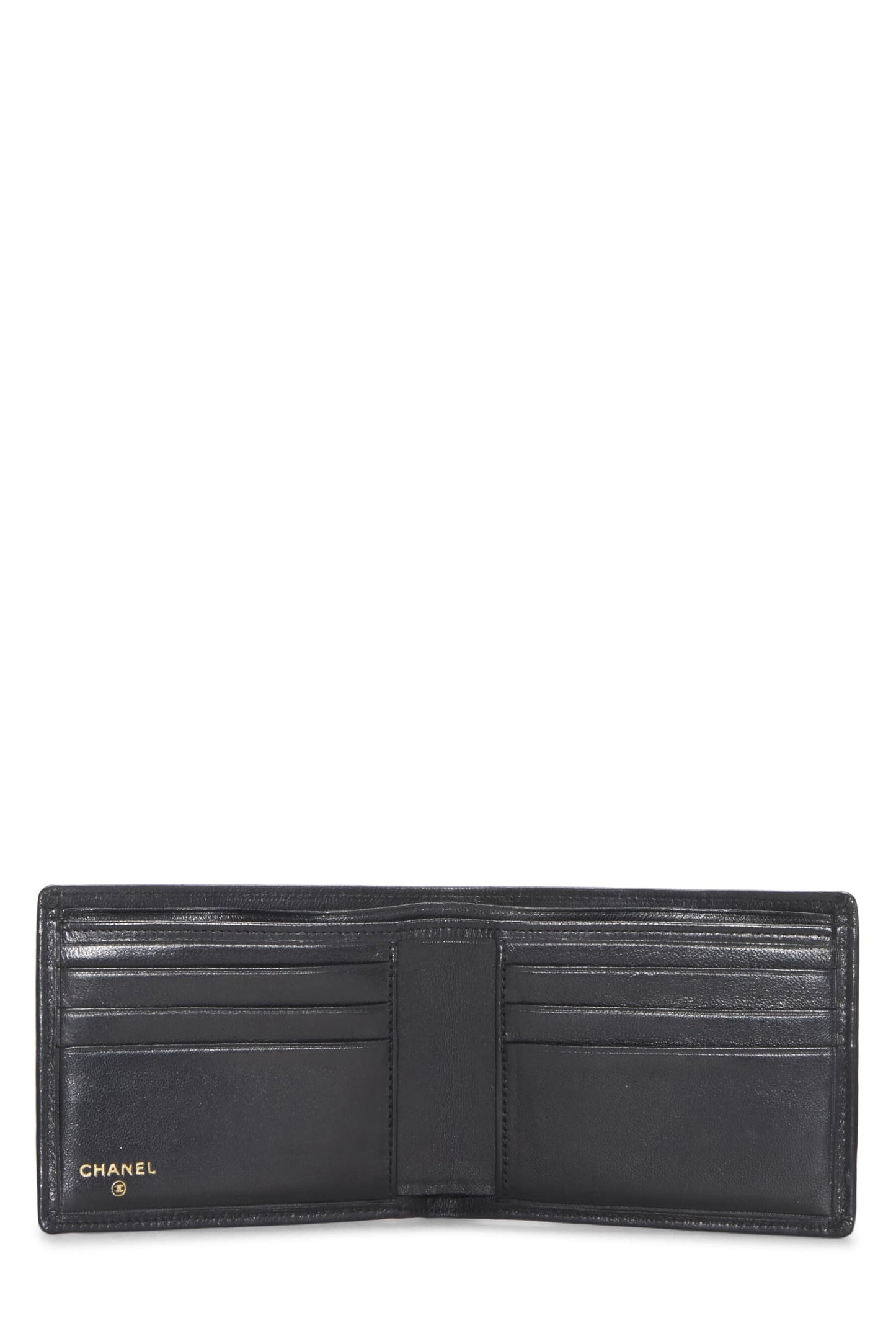 Chanel,  Black Quilted Lambskin Bifold Wallet, Black