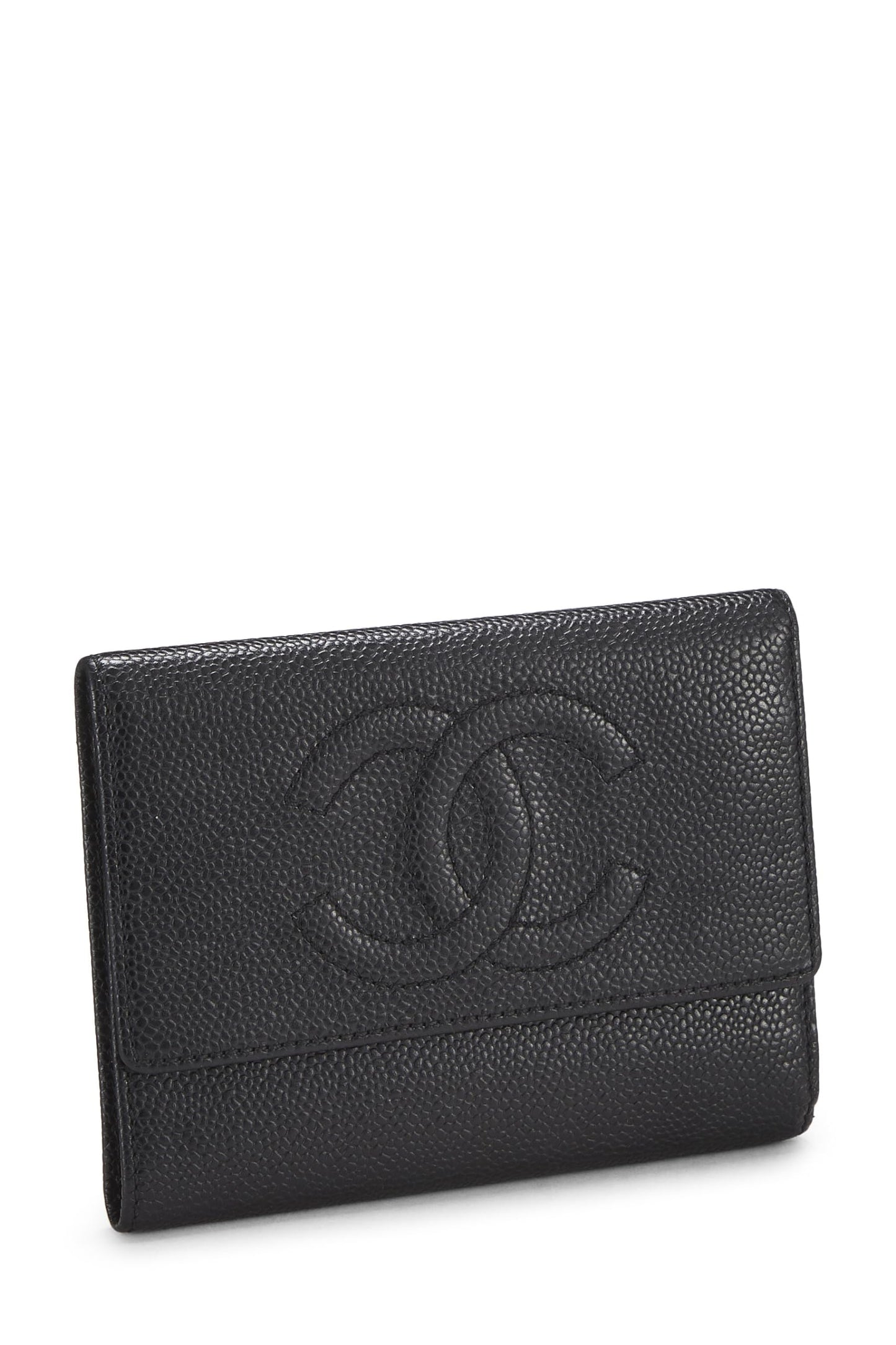 Chanel  Black Caviar Timeless 'CC' Flap Wallet, Black