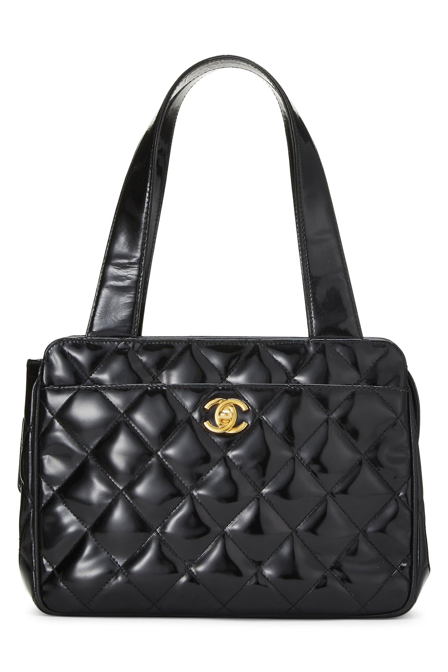 Chanel,  Black Quilted Patent Leather Handbag Small, Black