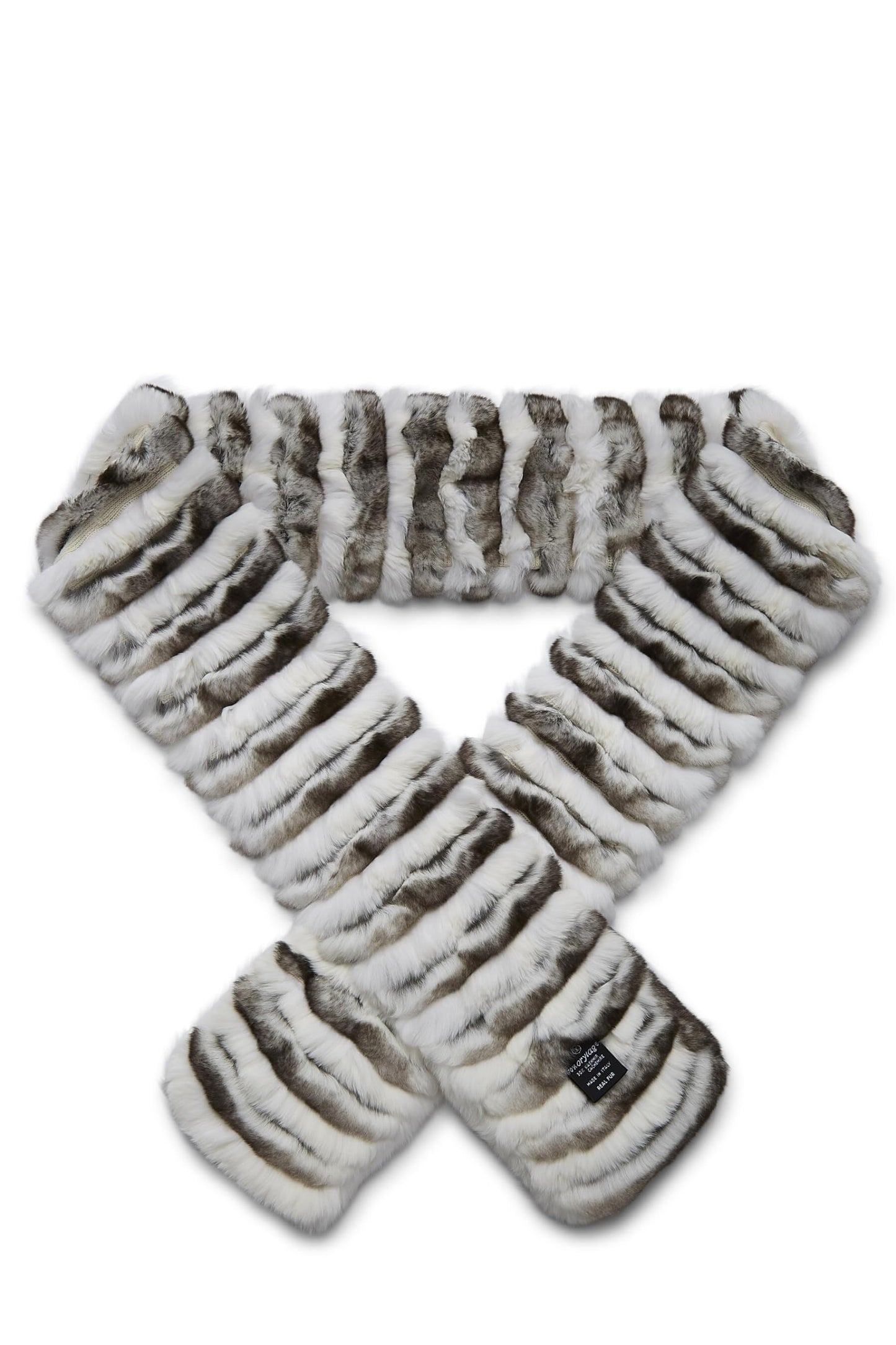 Chanel,  White & Black 'CC' Fur Muffler, White