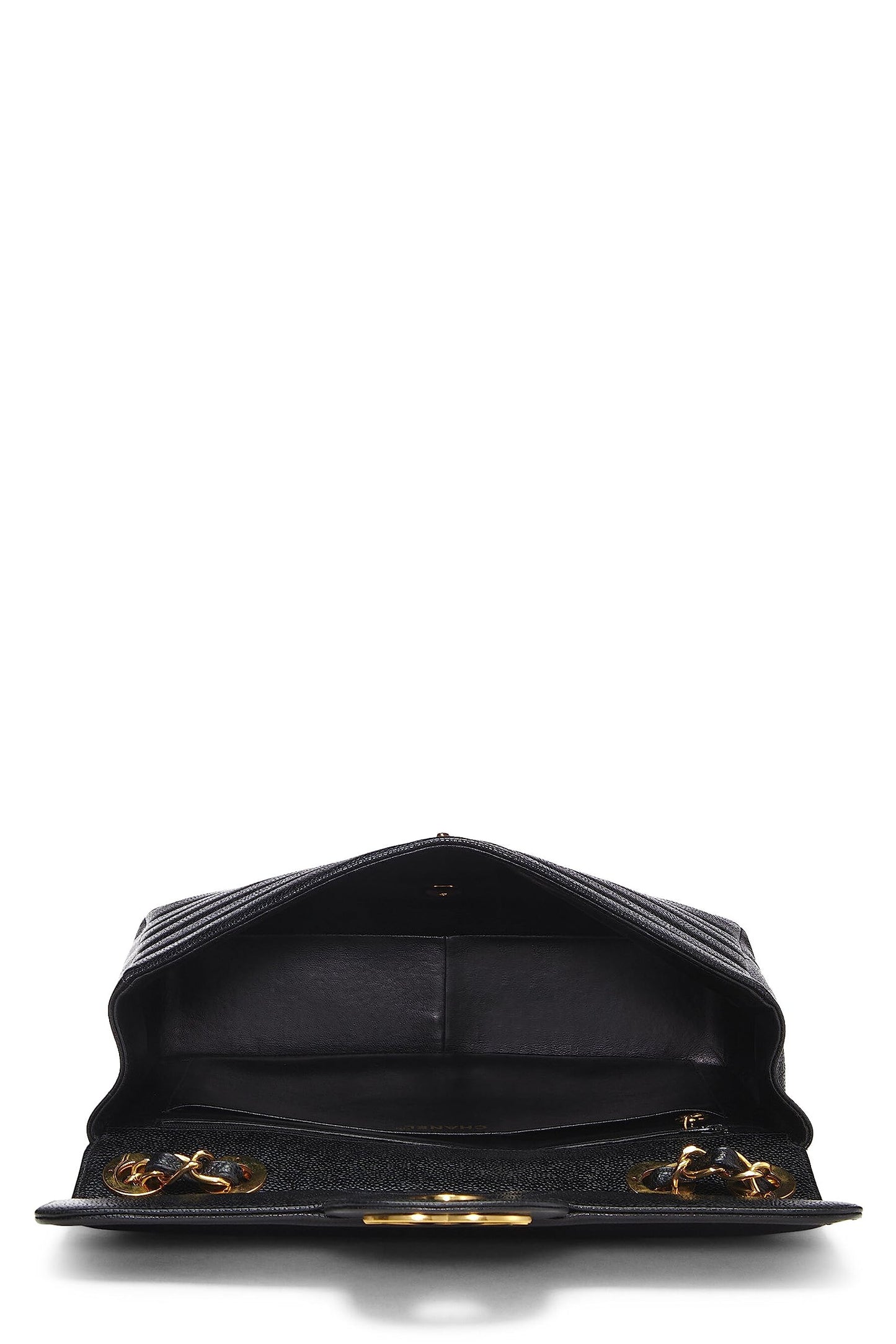 Chanel,  Black Horizontal Caviar Half Flap Jumbo, Black