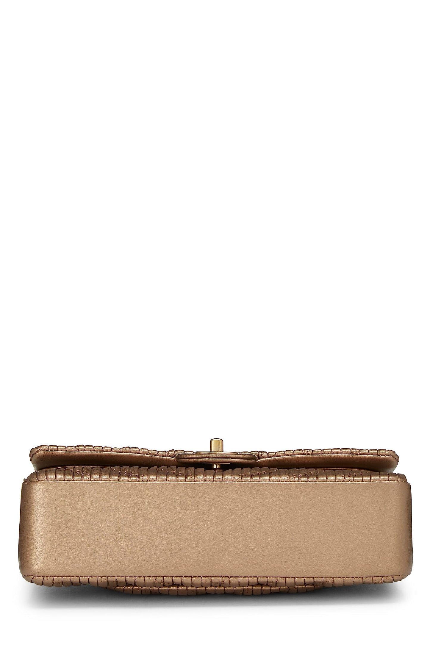 Chanel,  Gold Chevron Pleated Lambskin Classic Double Flap Medium, Gold