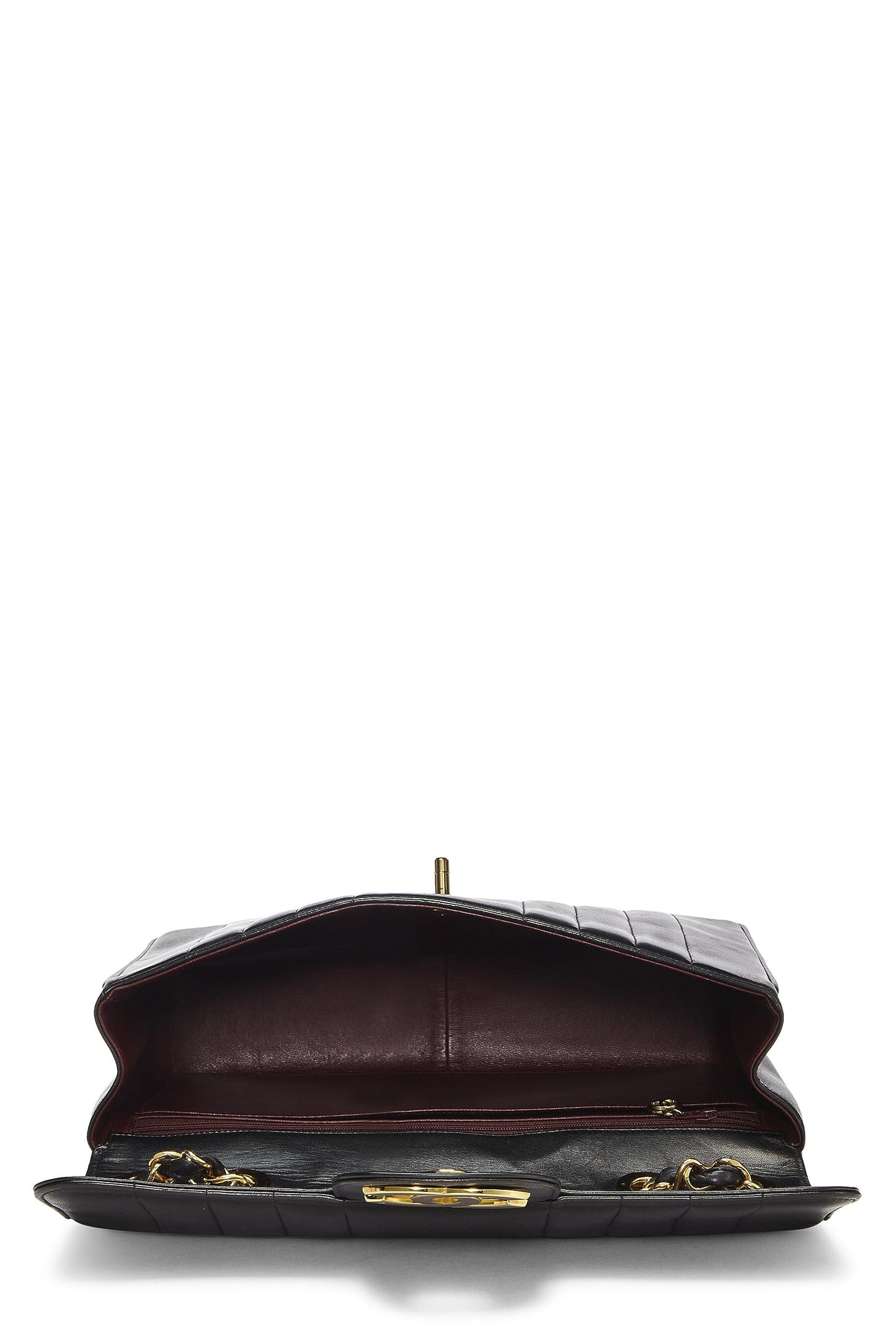 Chanel,  Black Vertical Lambskin Flap Jumbo, Black