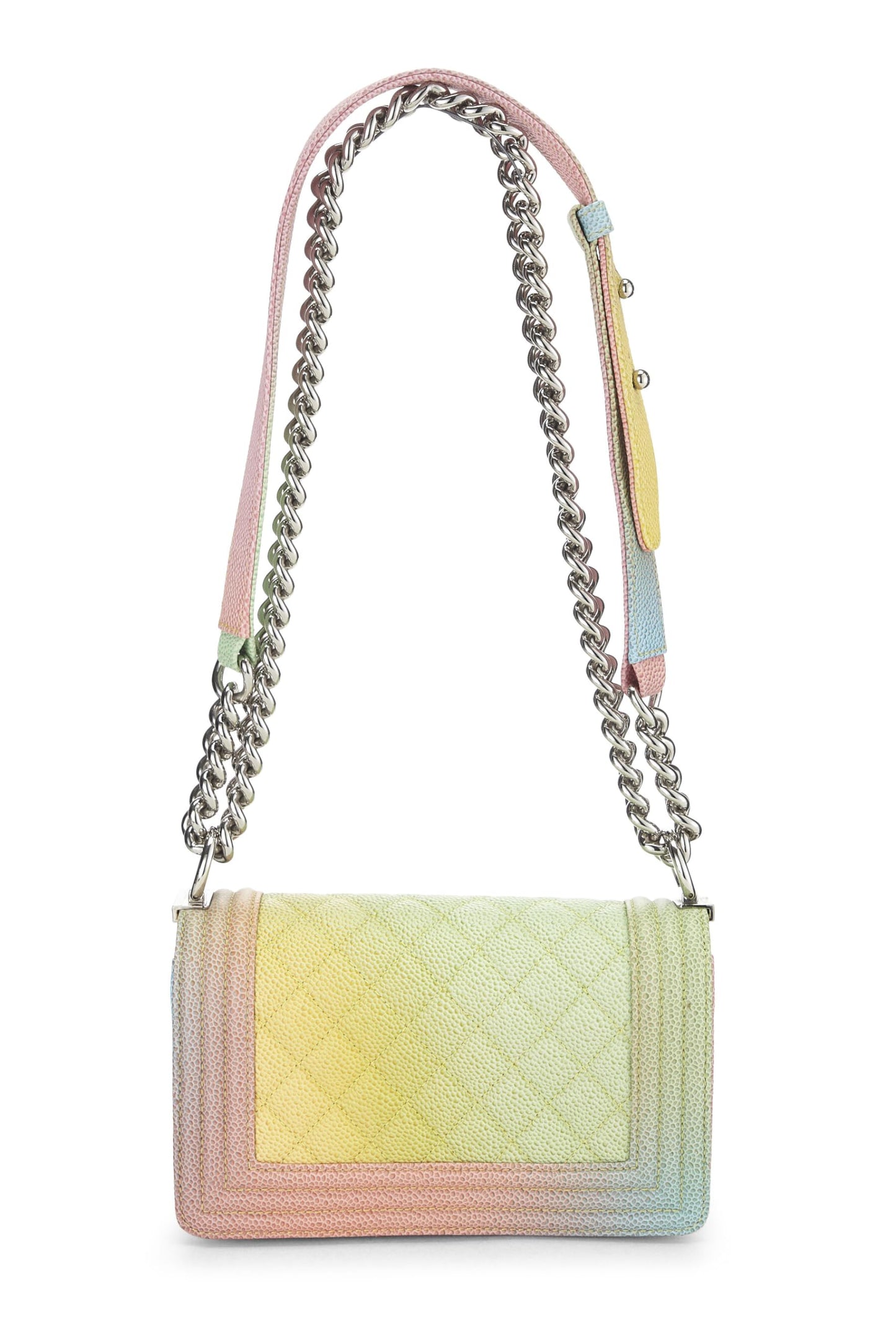 Chanel,  Rainbow Quilted Caviar Boy Bag Small, Green