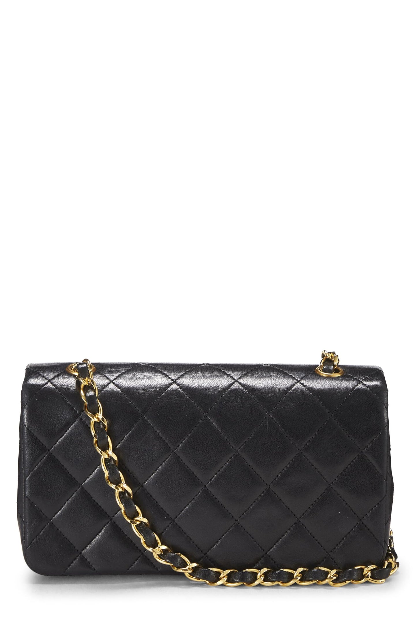 Chanel,  Black Quilted Lambskin Full Flap Mini, Black