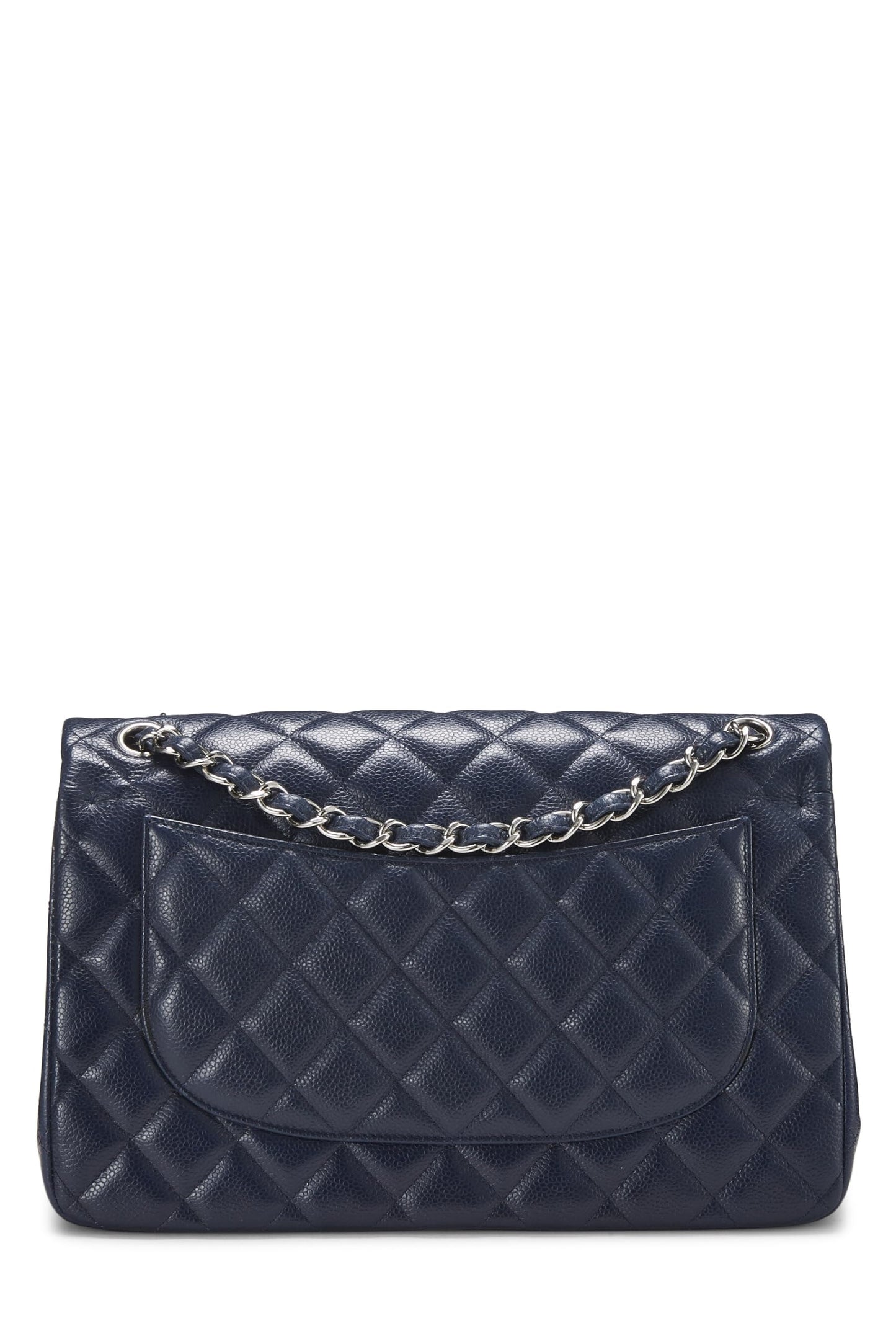 Chanel,  Navy Quilted Caviar New Classic Double Flap Jumbo, Navy