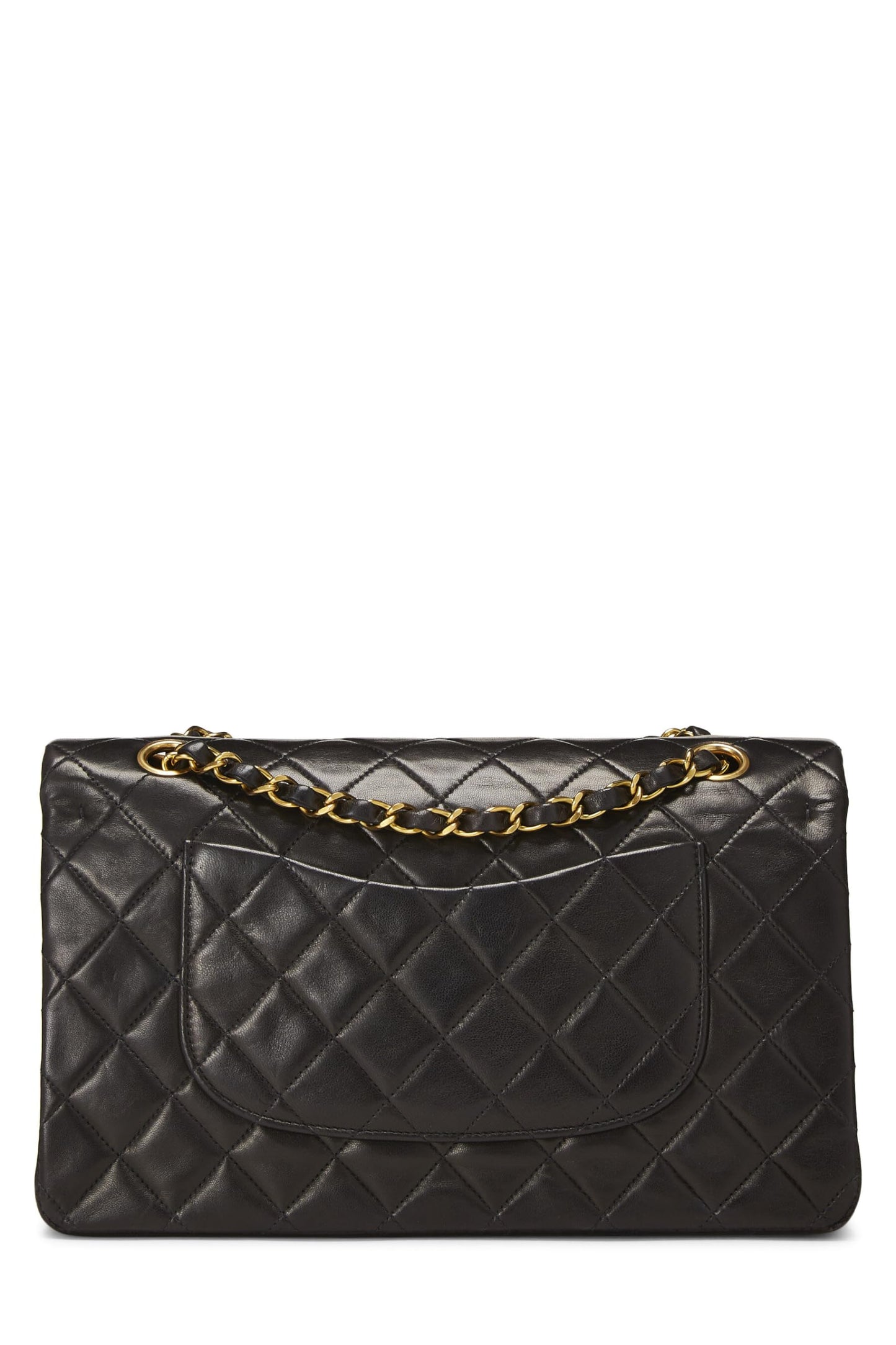 Chanel,  Black Quilted Lambskin Classic Double Flap Medium, Black