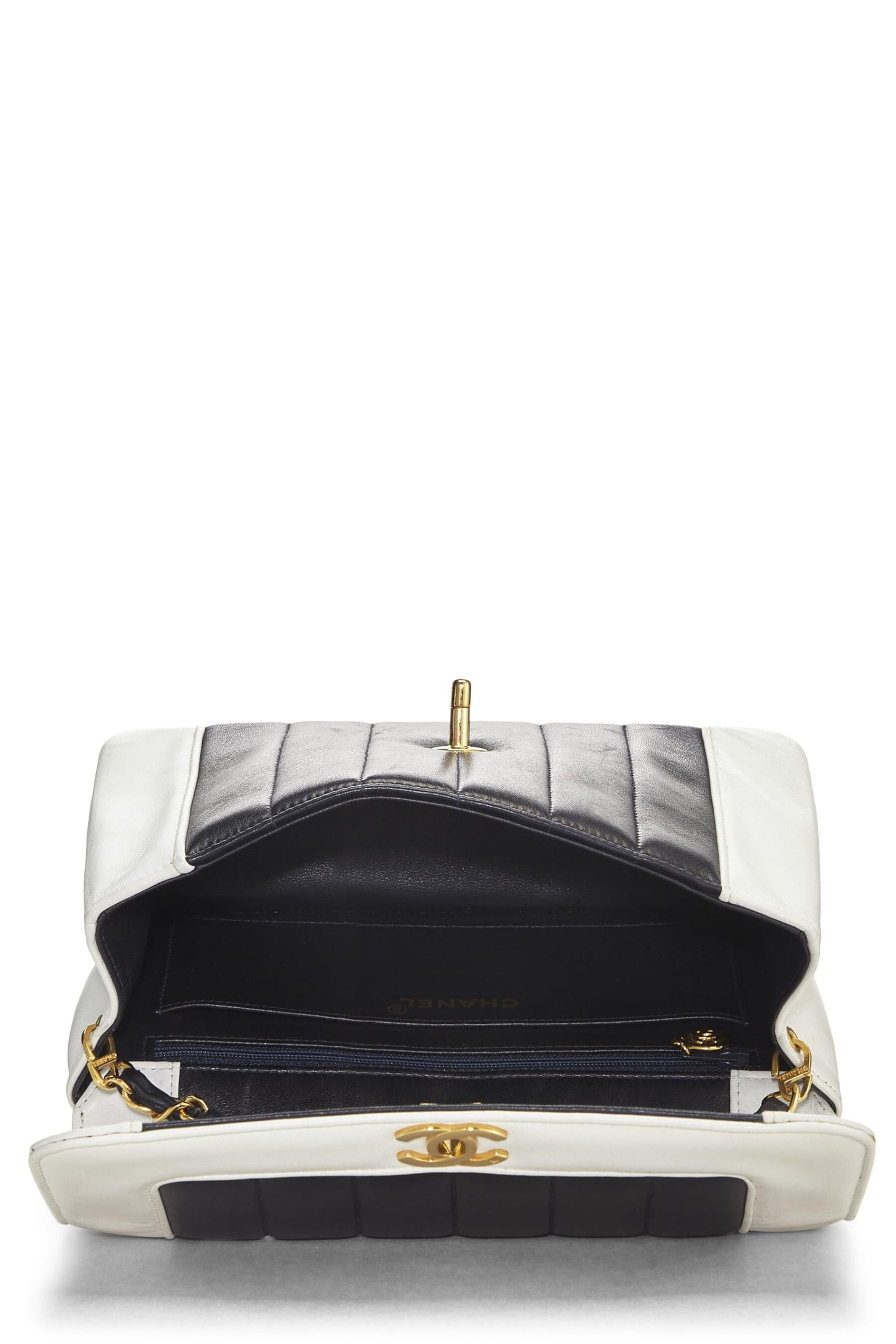 Chanel,  Black Lambskin Vertical Border Half Flap Bag Small, Multi