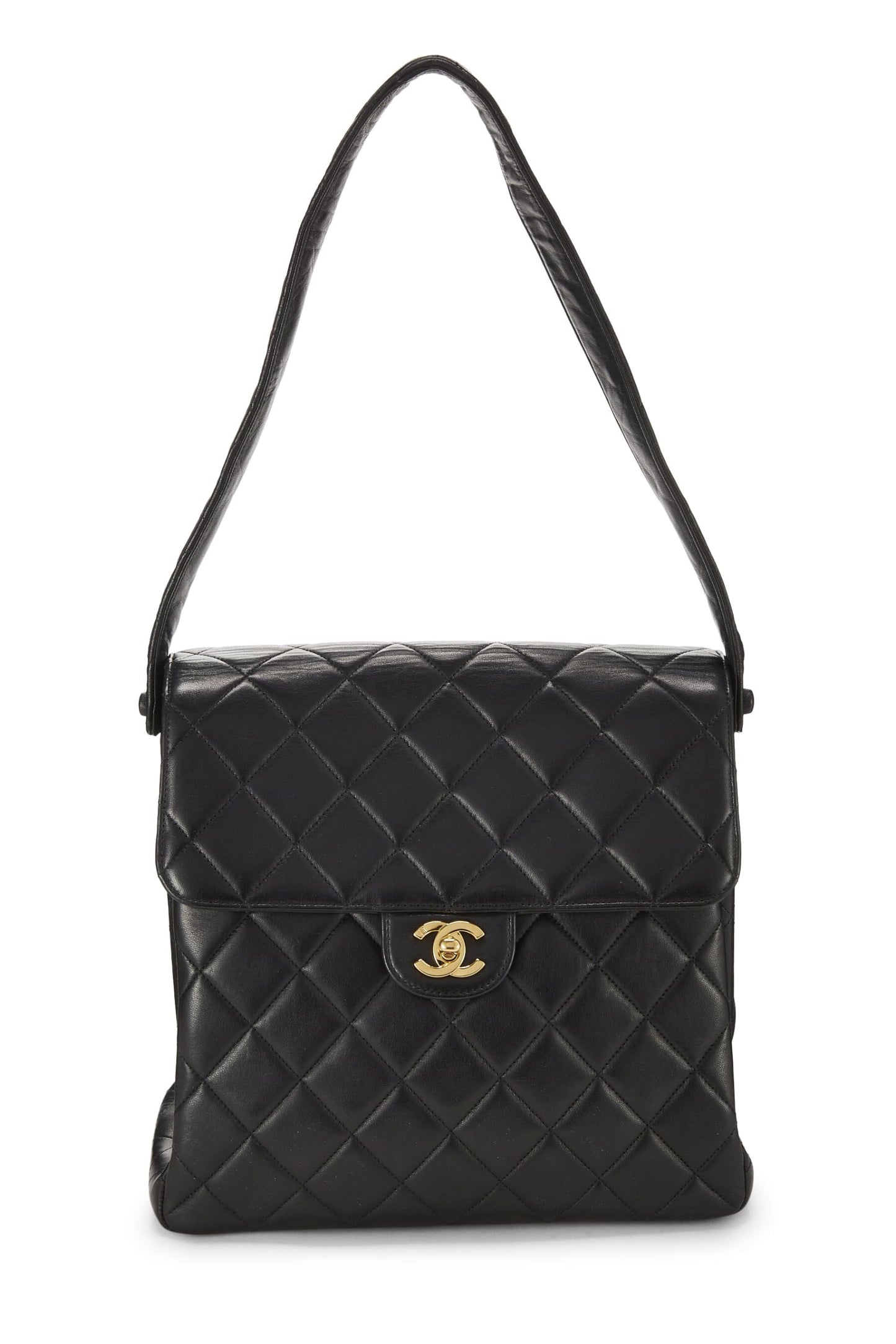 Chanel,  Black Quilted Lambskin Double Sided Flap Bag Tall, Black
