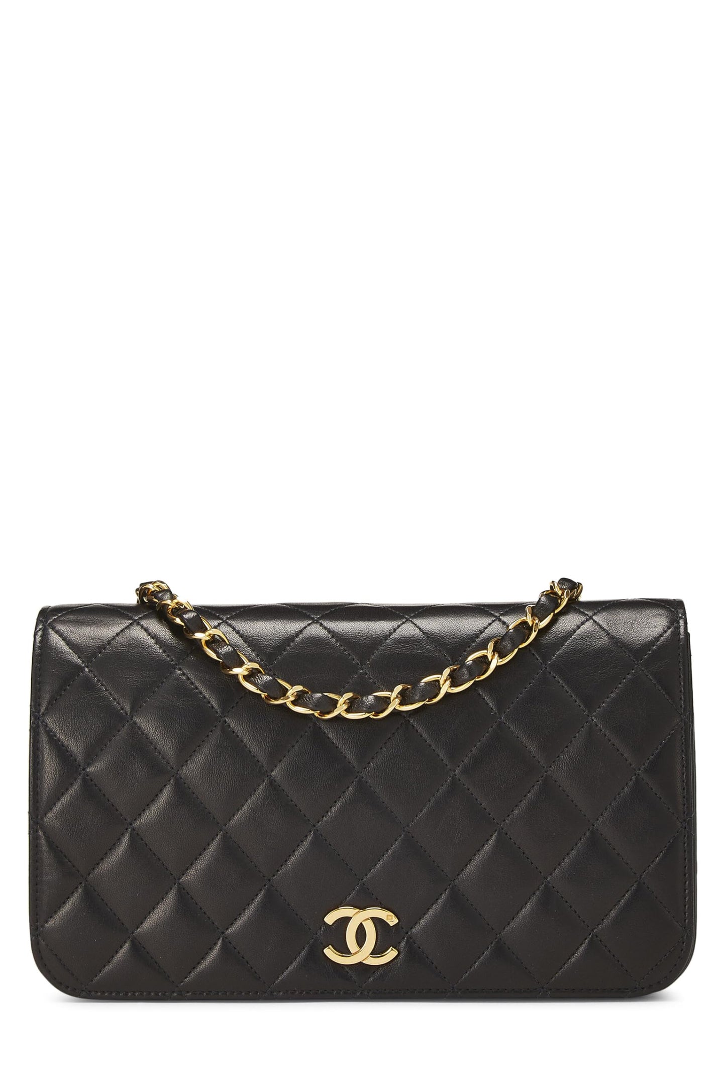 Chanel,  Black Quilted Lambskin Snap Full Flap Small, Black