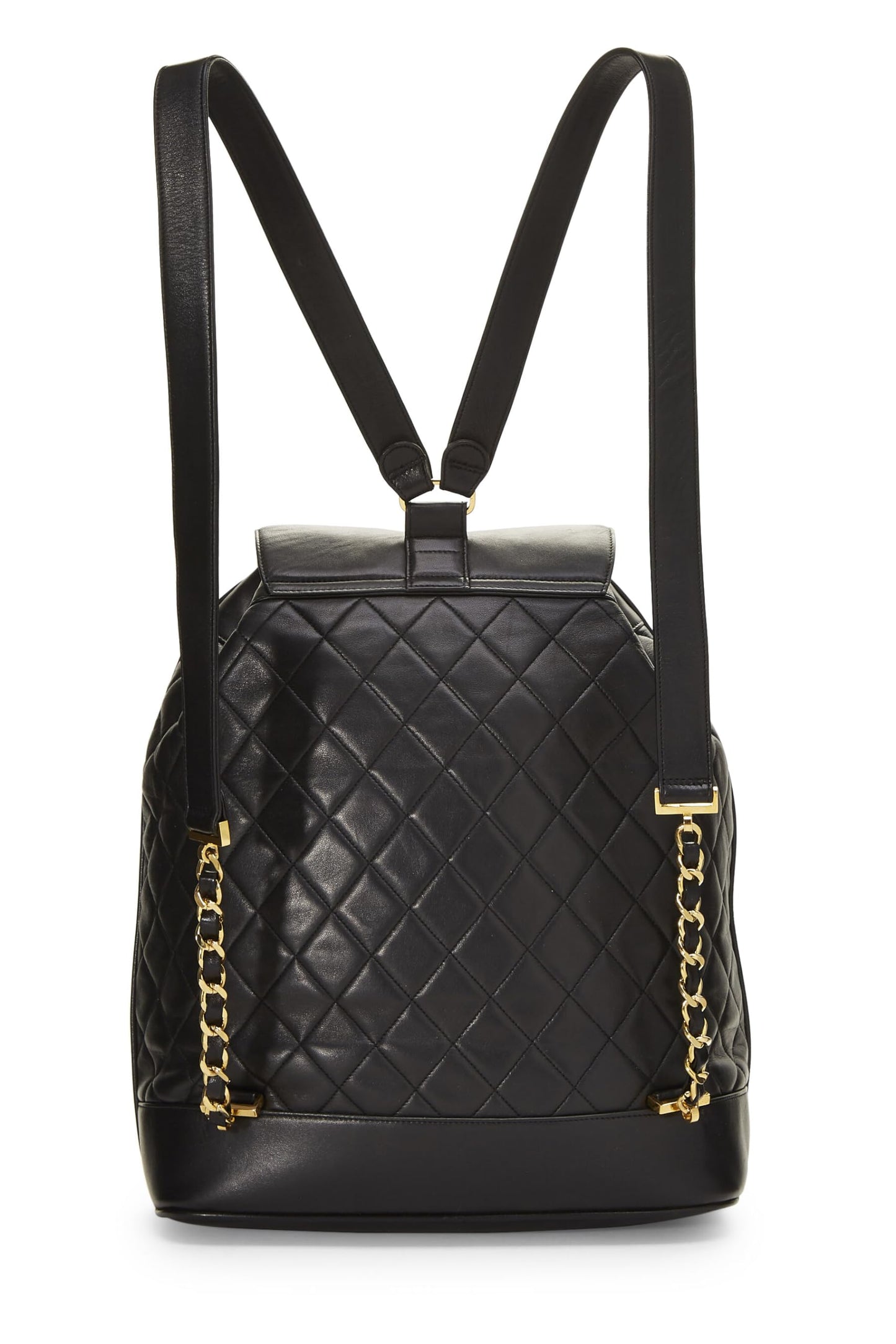 Chanel,  Black Quilted Lambskin Backpack Large, Black