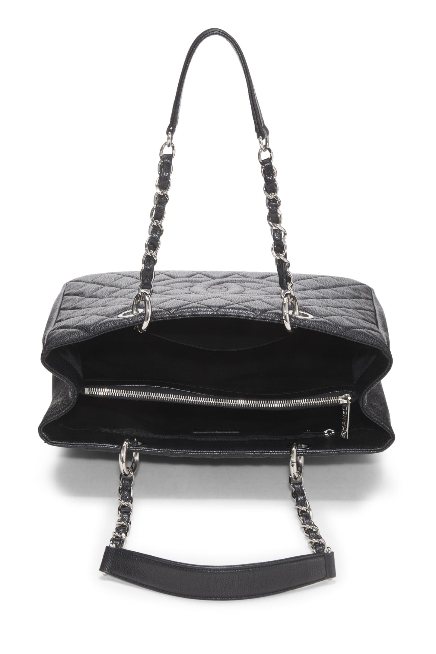 Chanel,  Black Quilted Caviar Grand Shopping Tote (GST), Black