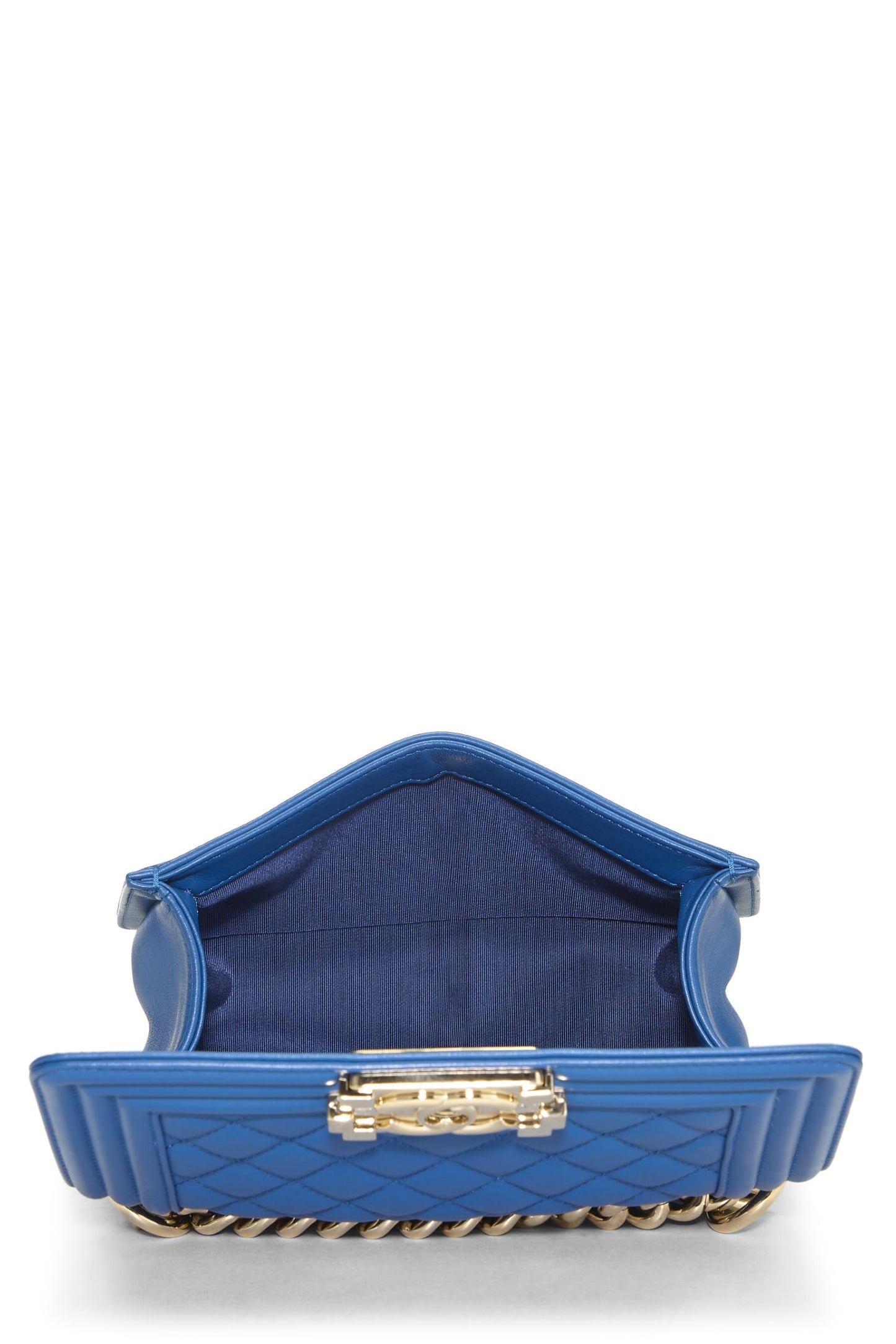 Chanel,  Blue Quilted Lambskin Boy Small, Blue