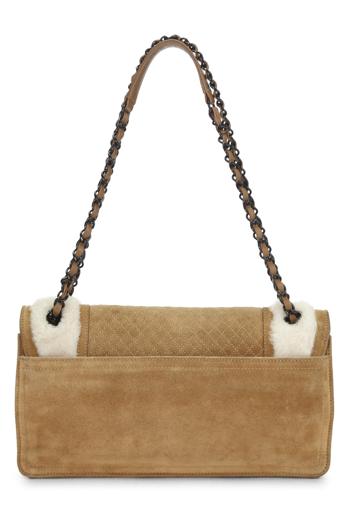 Chanel,  Brown Suede & Shearling Full Flap Bag Medium, Brown