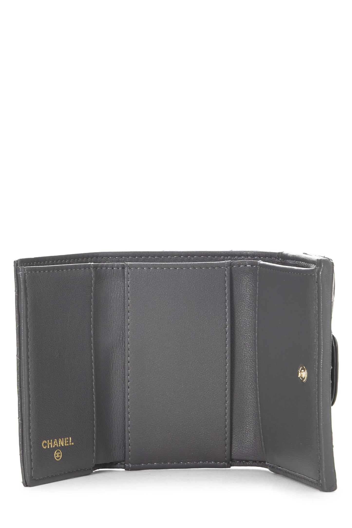Chanel,  Grey Quilted Calfskin 'CC' Compact Wallet, Grey