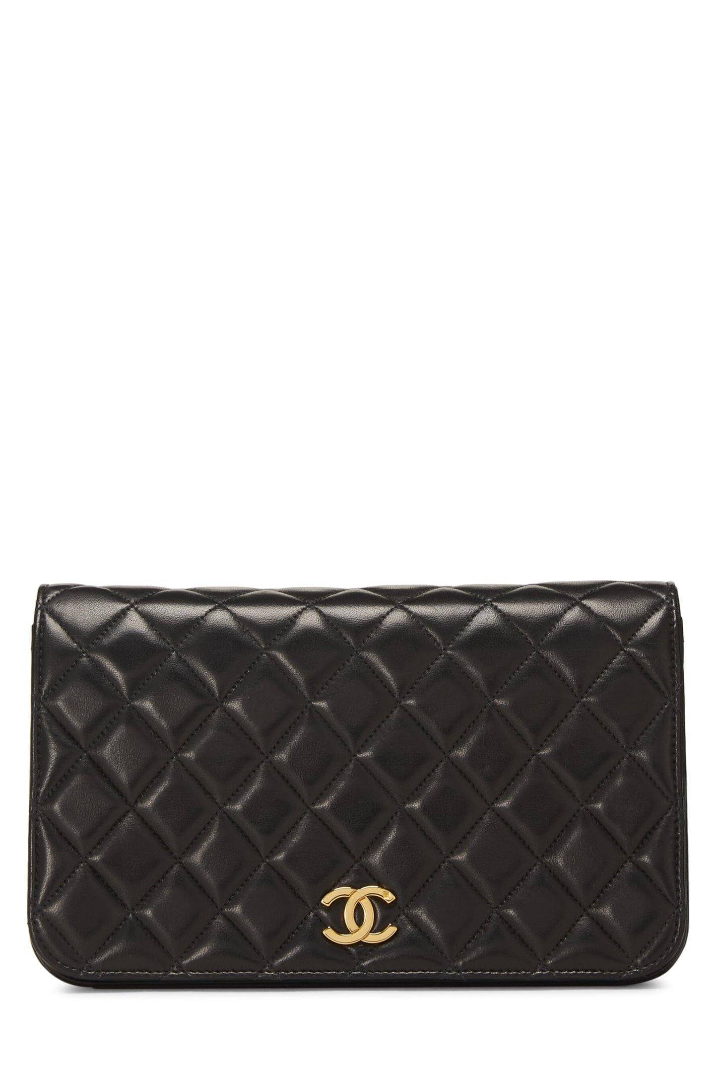 Chanel,  Black Quilted Lambskin Snap Full Flap Small, Black