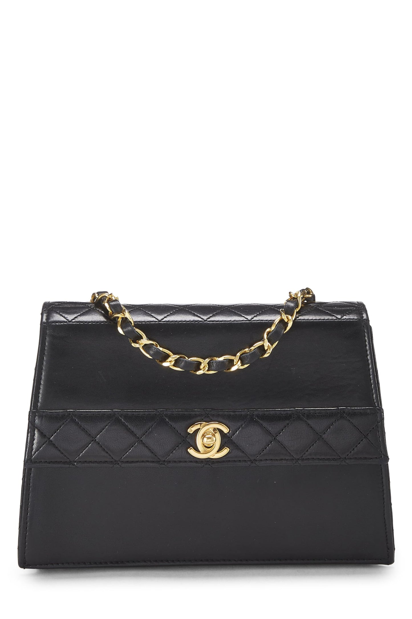 Chanel,  Black Quilted Lambskin Trapezoid Bag, Black
