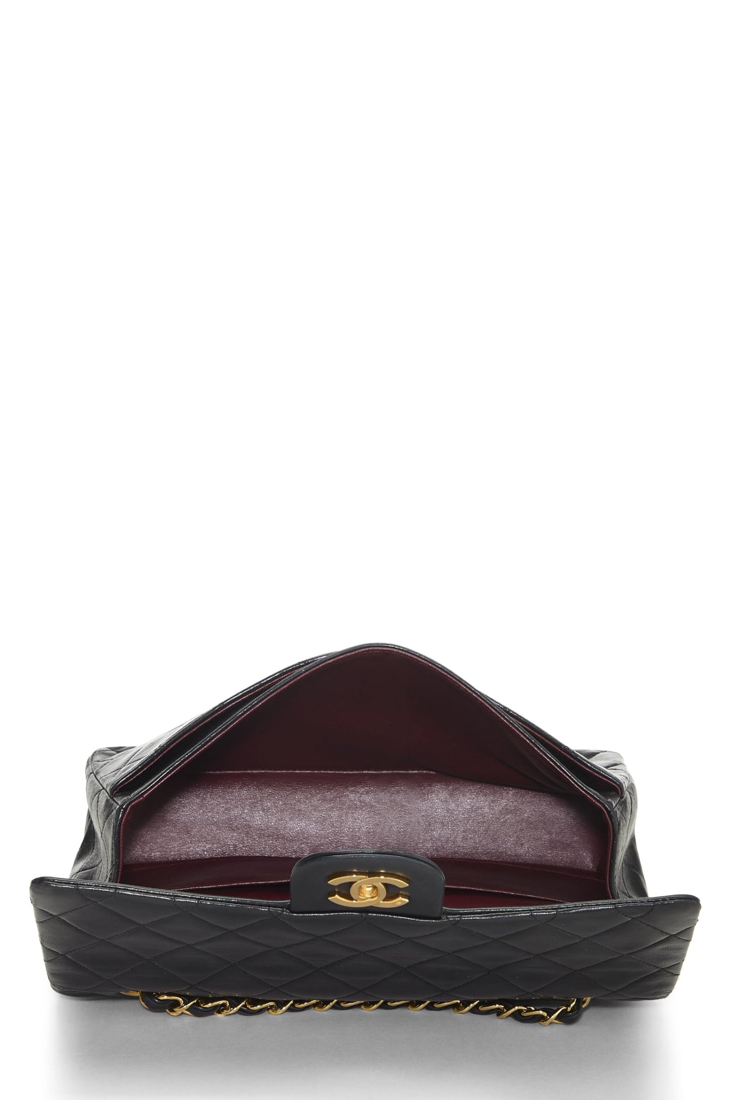 Chanel,  Black Quilted Lambskin Classic Double Flap Medium, Black