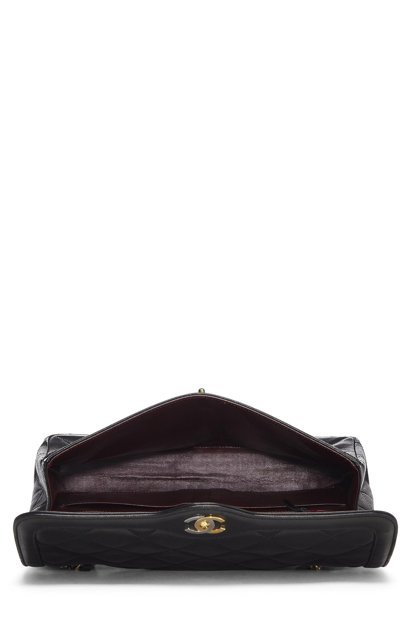 Chanel,  Black Quilted Lambskin Paris Limited Double Flap Jumbo, Black