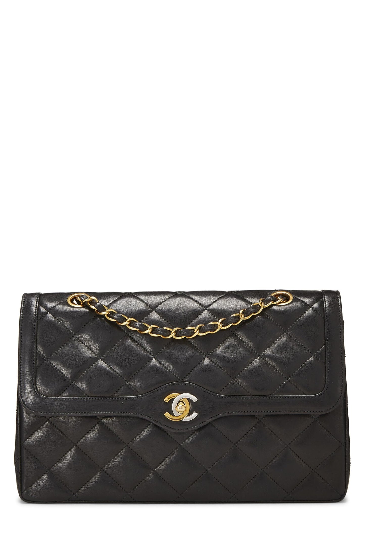 Chanel,  Black Quilted Lambskin Paris Limited Double Flap Jumbo, Black