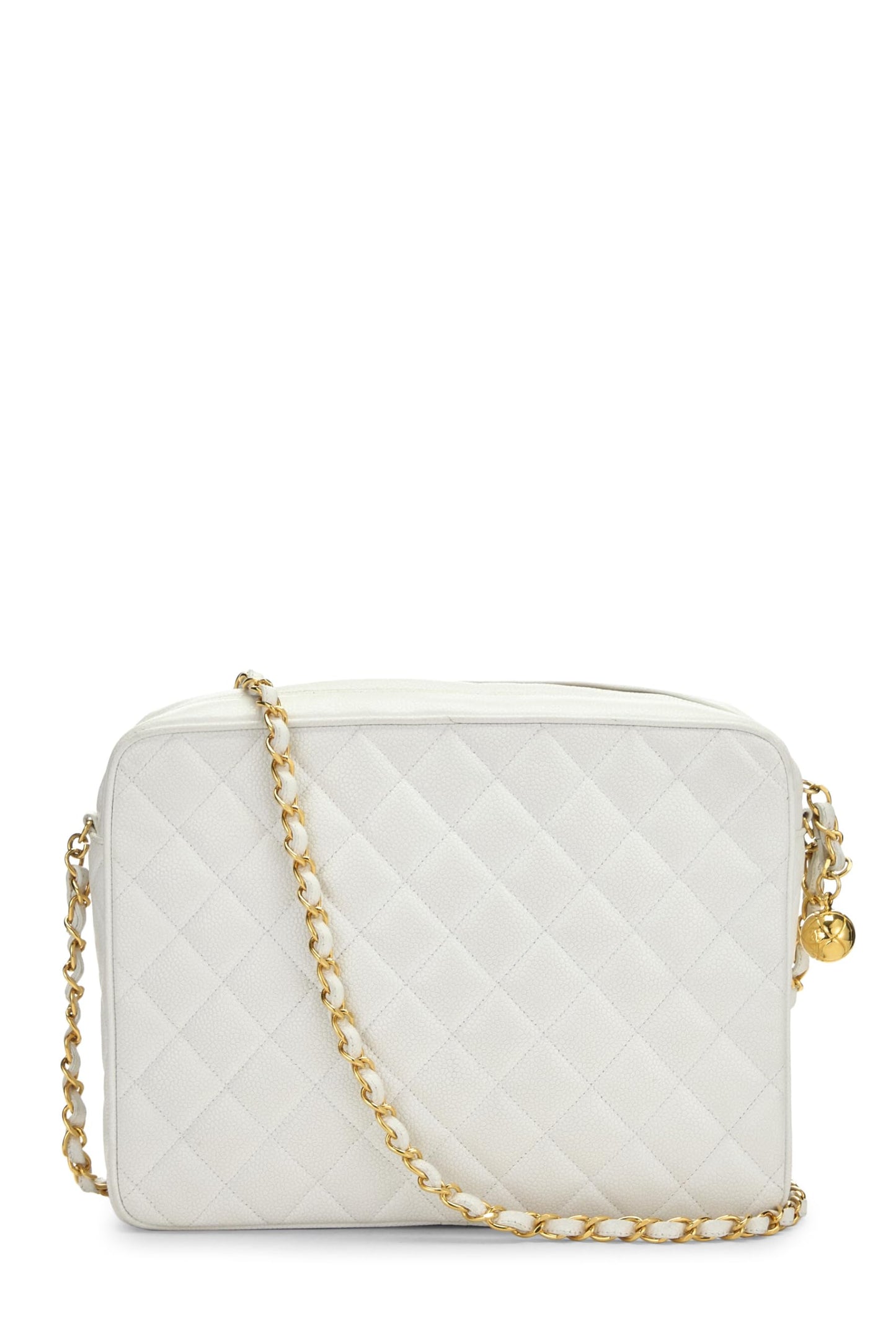 Chanel,  White Quilted Caviar Pocket Camera Bag Medium, White