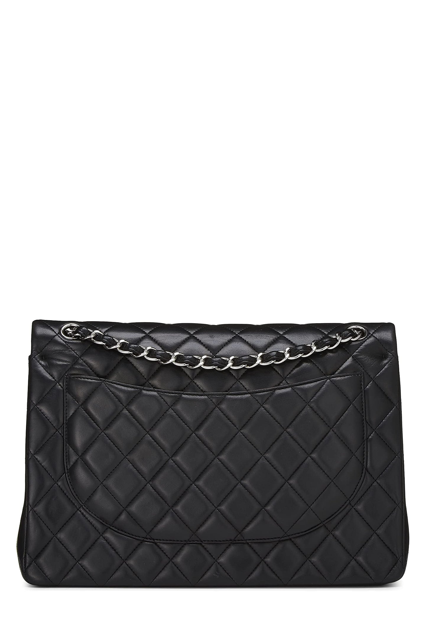 Chanel,  Black Quilted Lambskin New Classic Double Flap Maxi, Black