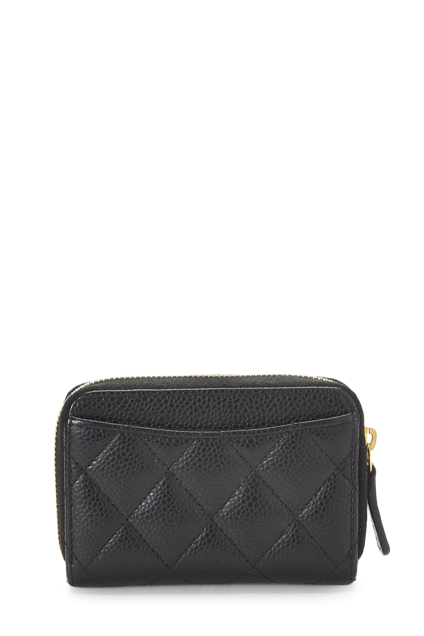 Chanel,  Black Caviar 'CC' Zip Around Coin Purse, Black