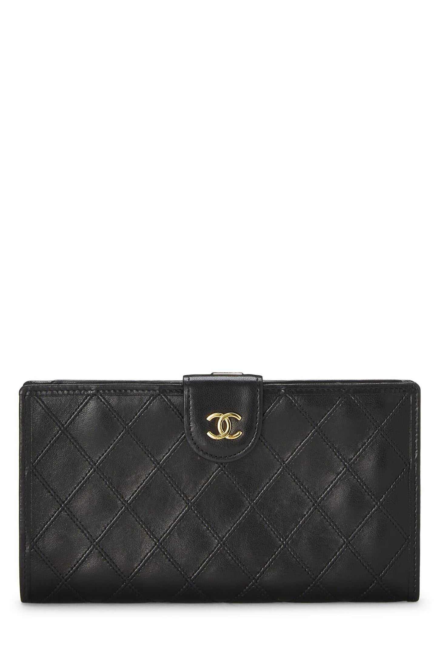 Chanel,  Black Lambskin Long Wallet, Black