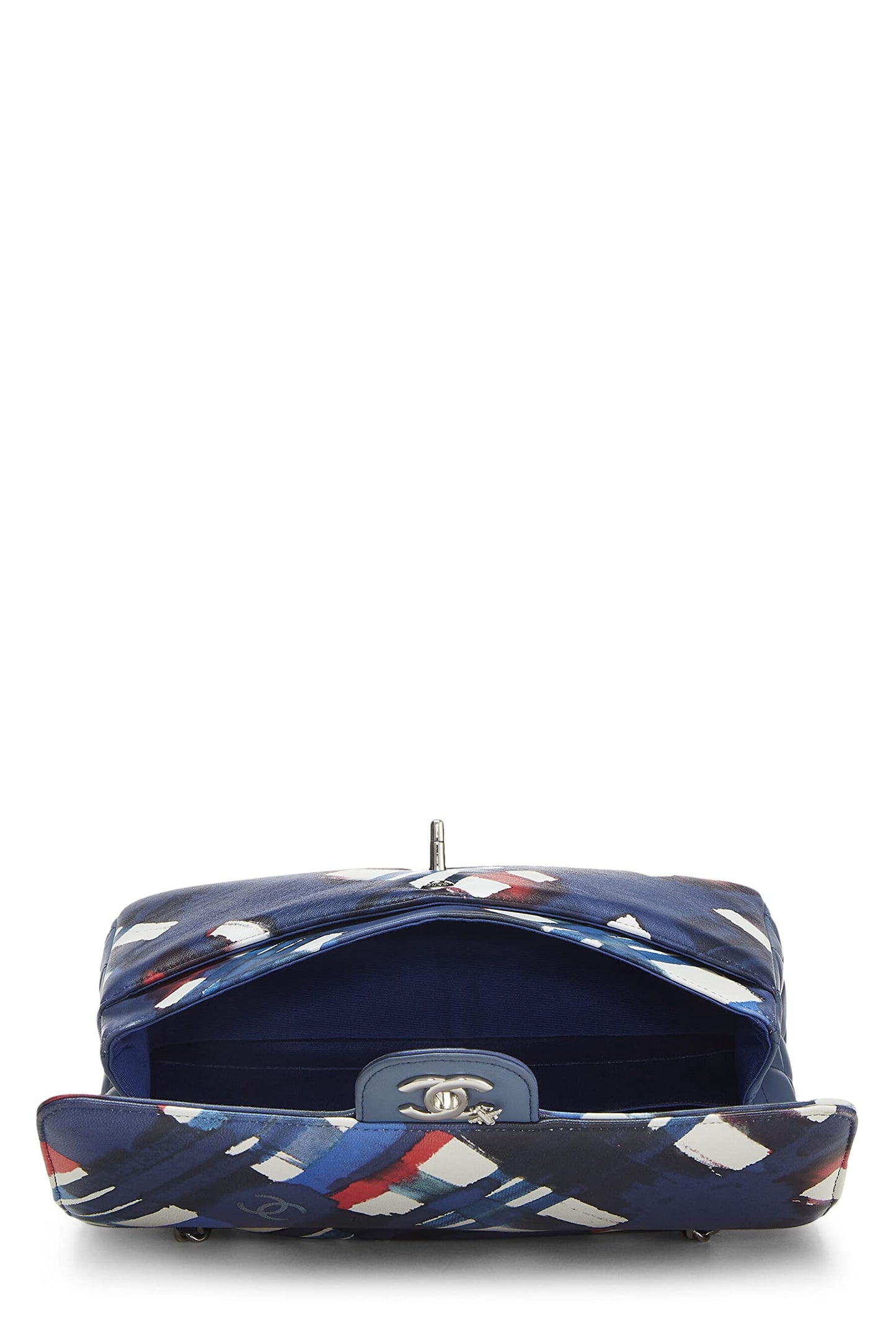 Chanel,  Blue & Red Calfskin Airline Classic Double Flap Medium, Blue