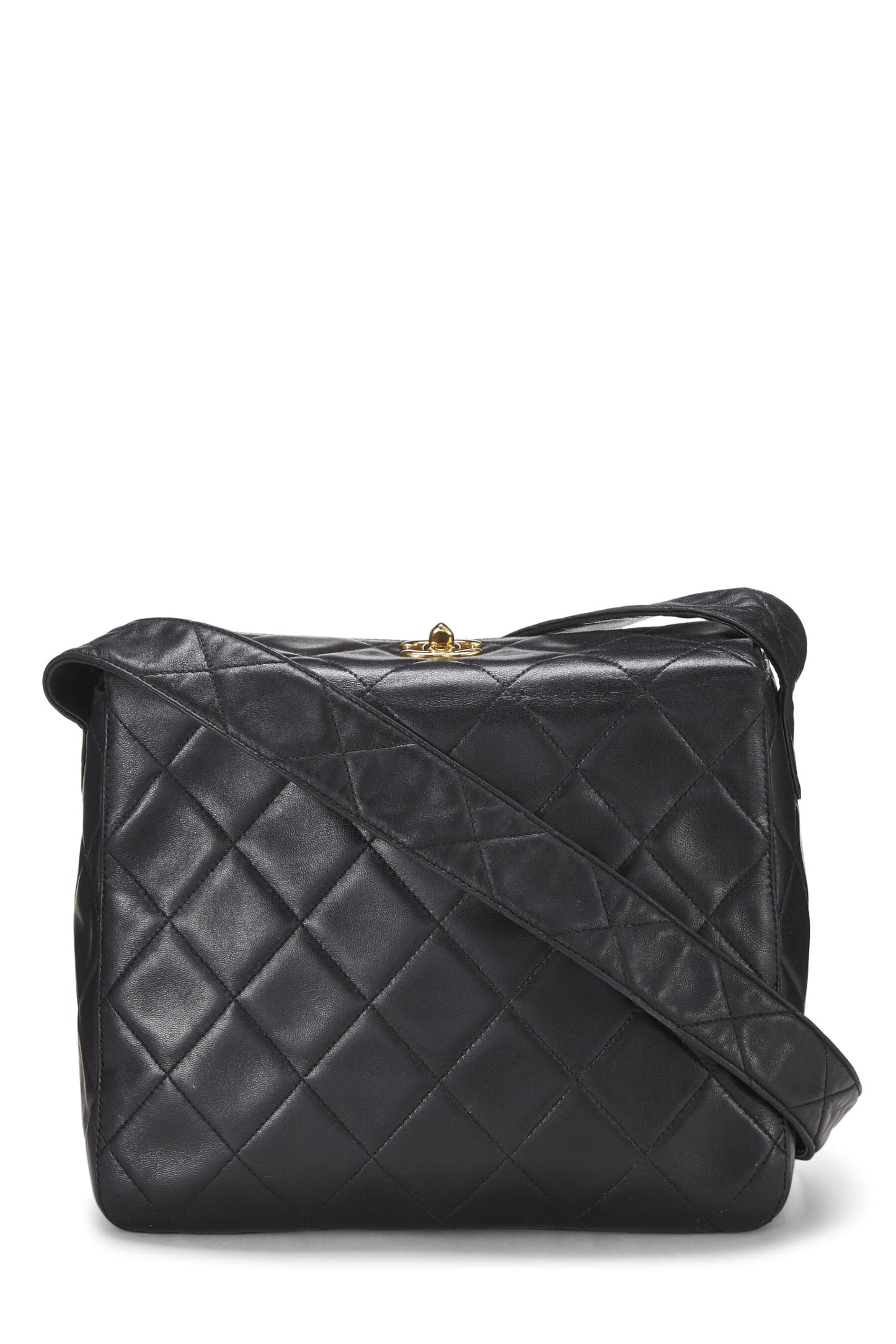 Chanel,  Black Quilted Lambskin Shoulder Bag, Black