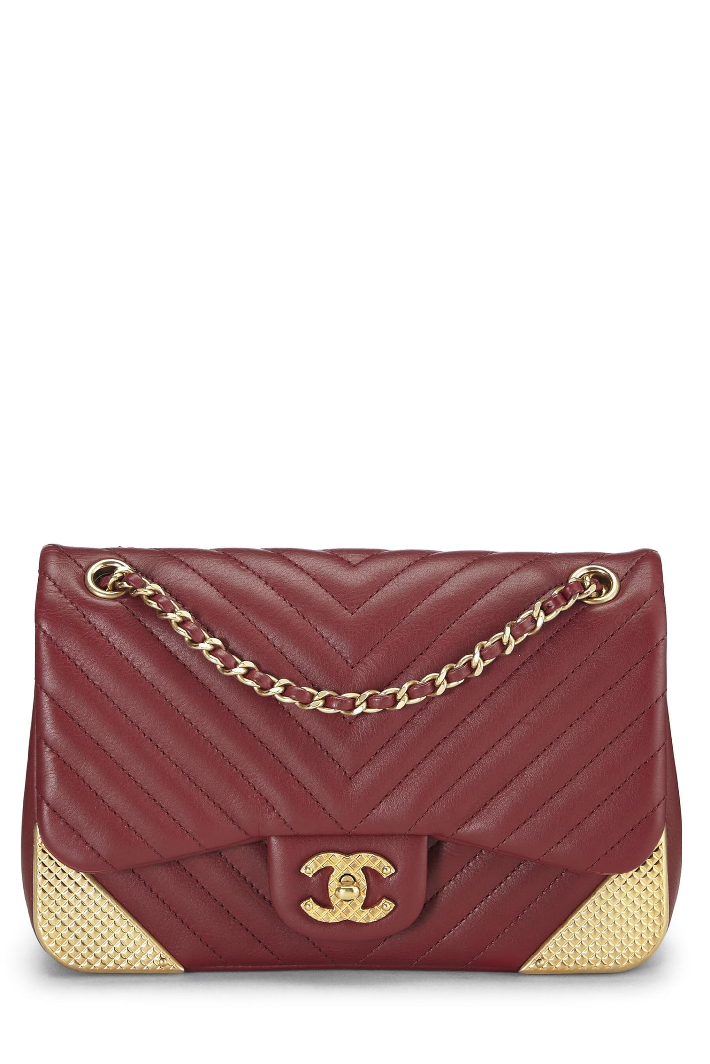 Chanel,  Paris-Cosmopolite Red Chevron Lambskin Rock the Corner Flap Bag Small, Red