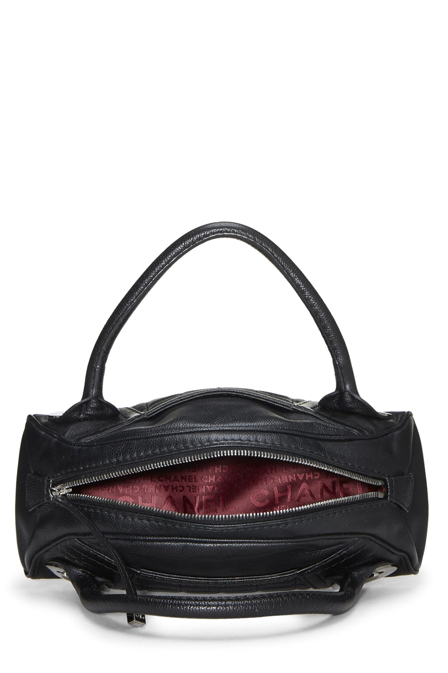 Chanel,  Black Leather Button Dome Satchel, Black