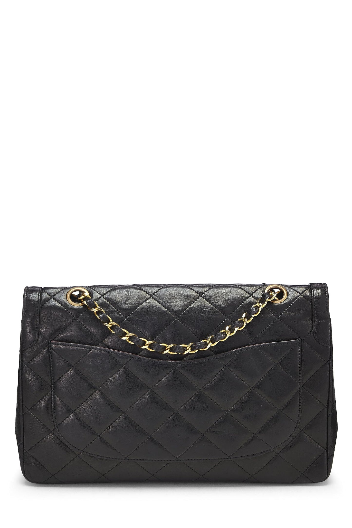 Chanel,  Black Quilted Lambskin Paris Limited Double Flap Jumbo, Black