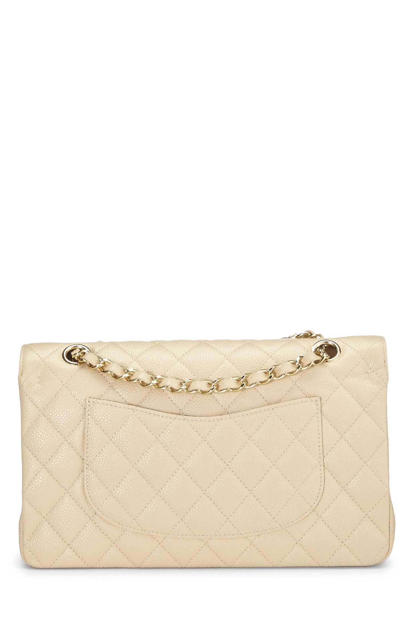 Chanel,  Beige Quilted Lambskin Classic Double Flap Medium, Beige