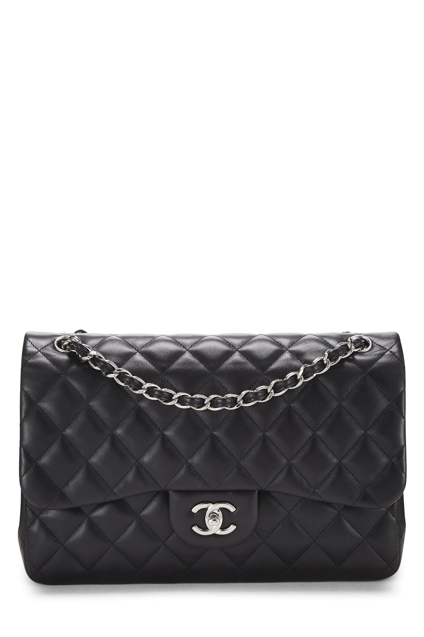 Chanel,  Black Quilted Lambskin New Classic Double Flap Jumbo, Black