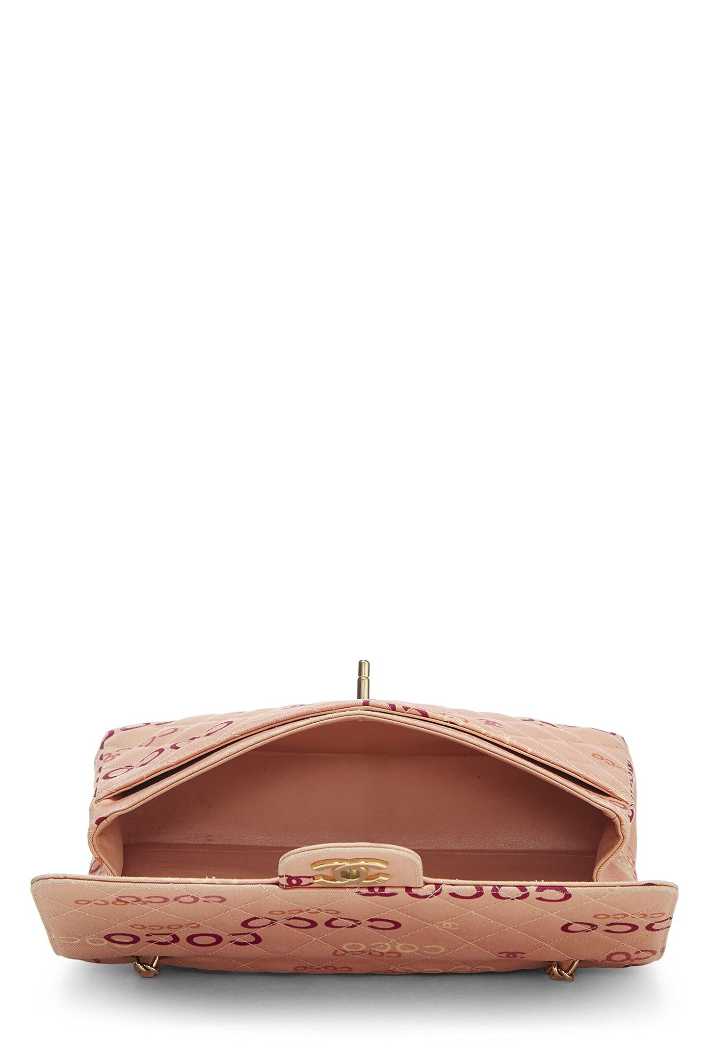Chanel,  Pink Quilted Canvas Coco Classic Double Flap Medium, Pink