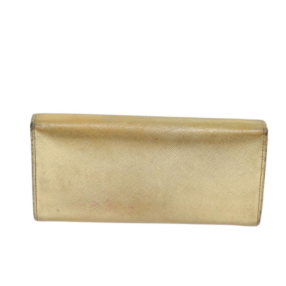 Luxury PradaSafiano leather Long Wallet Gold Tone 72010